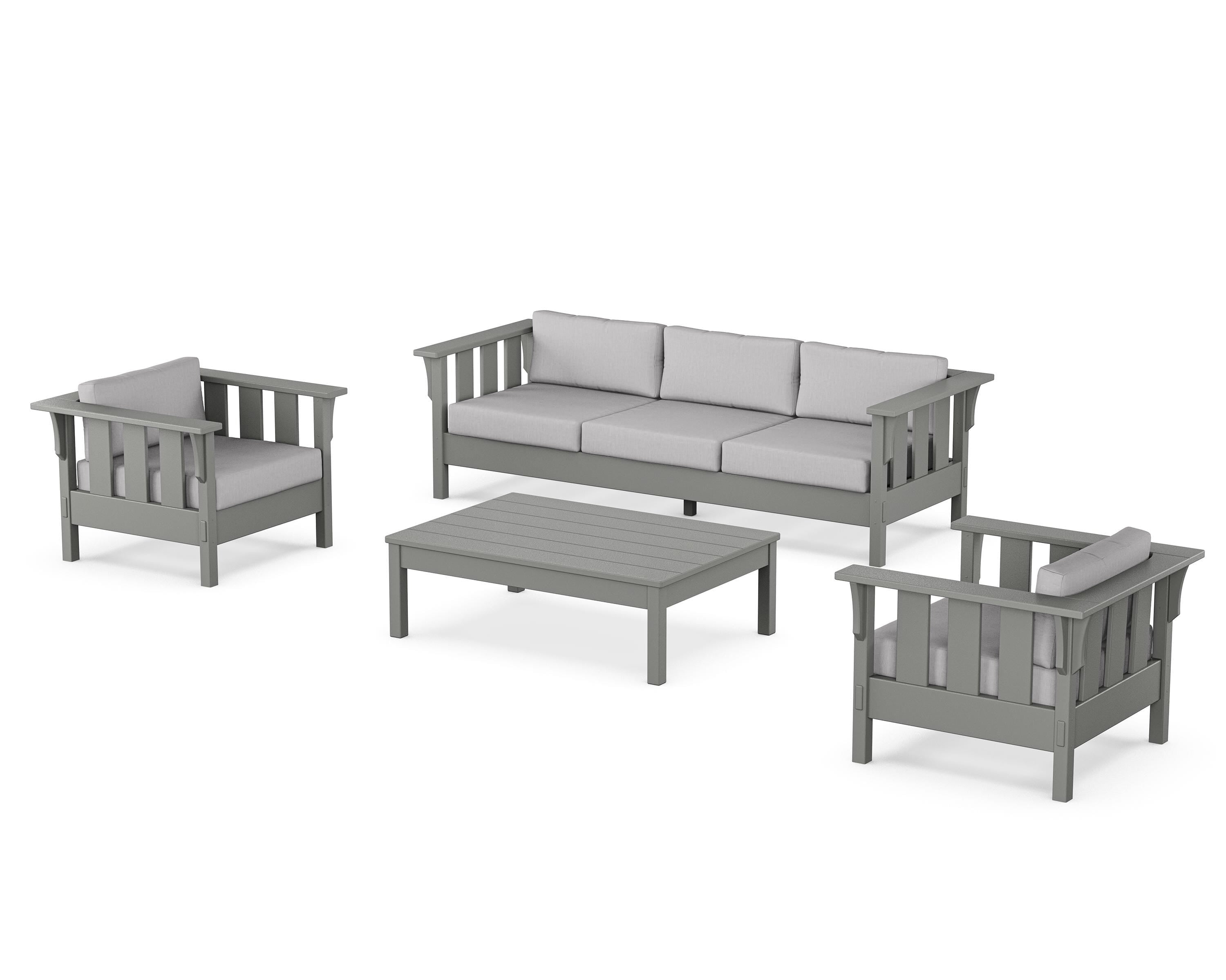Martha Stewart by POLYWOOD Acadia 4-Piece Deep Seating Set with Sofa in Slate Grey / Granite