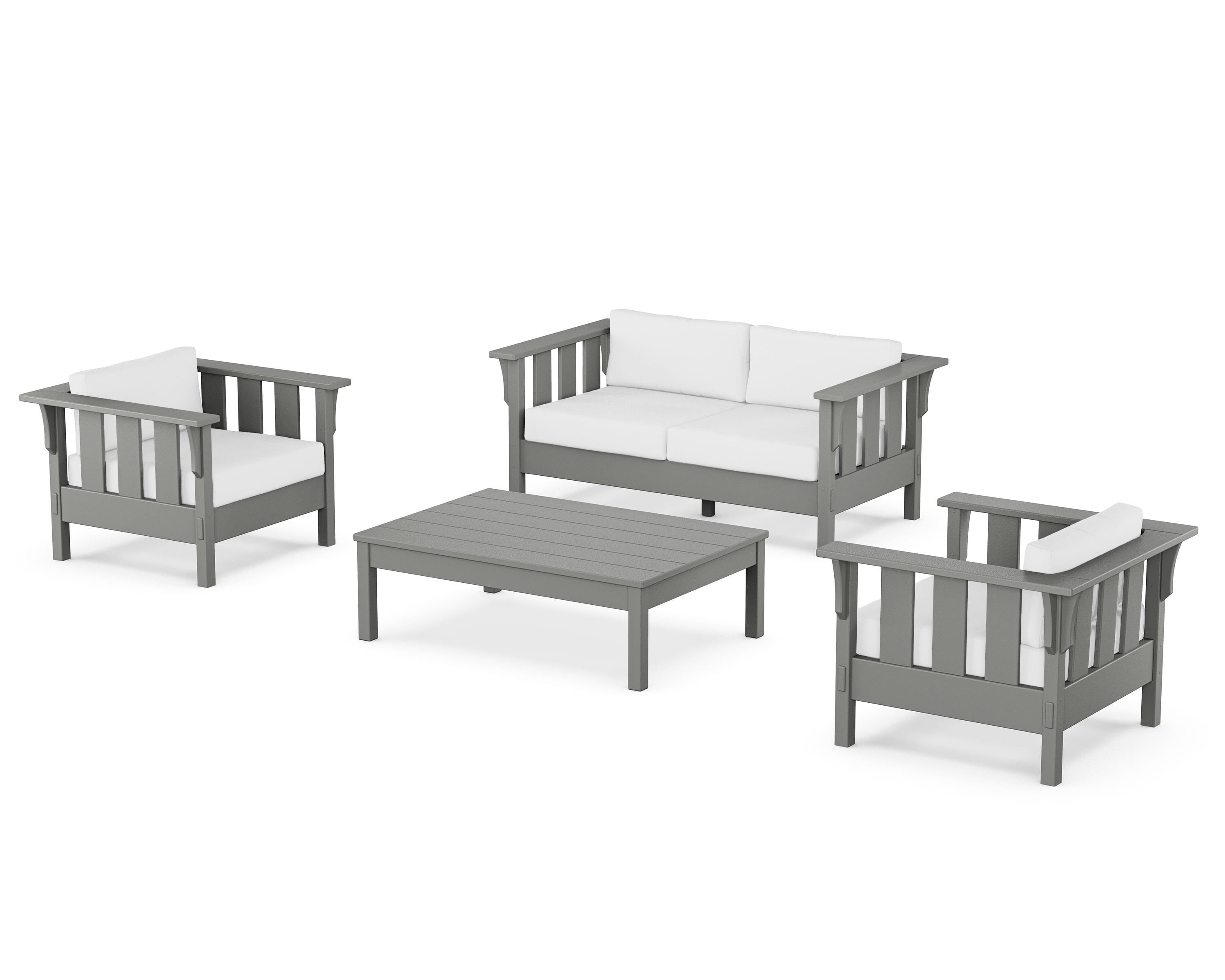 Martha Stewart by POLYWOOD Acadia 4-Piece Deep Seating Set with Loveseat in Slate Grey / Natural