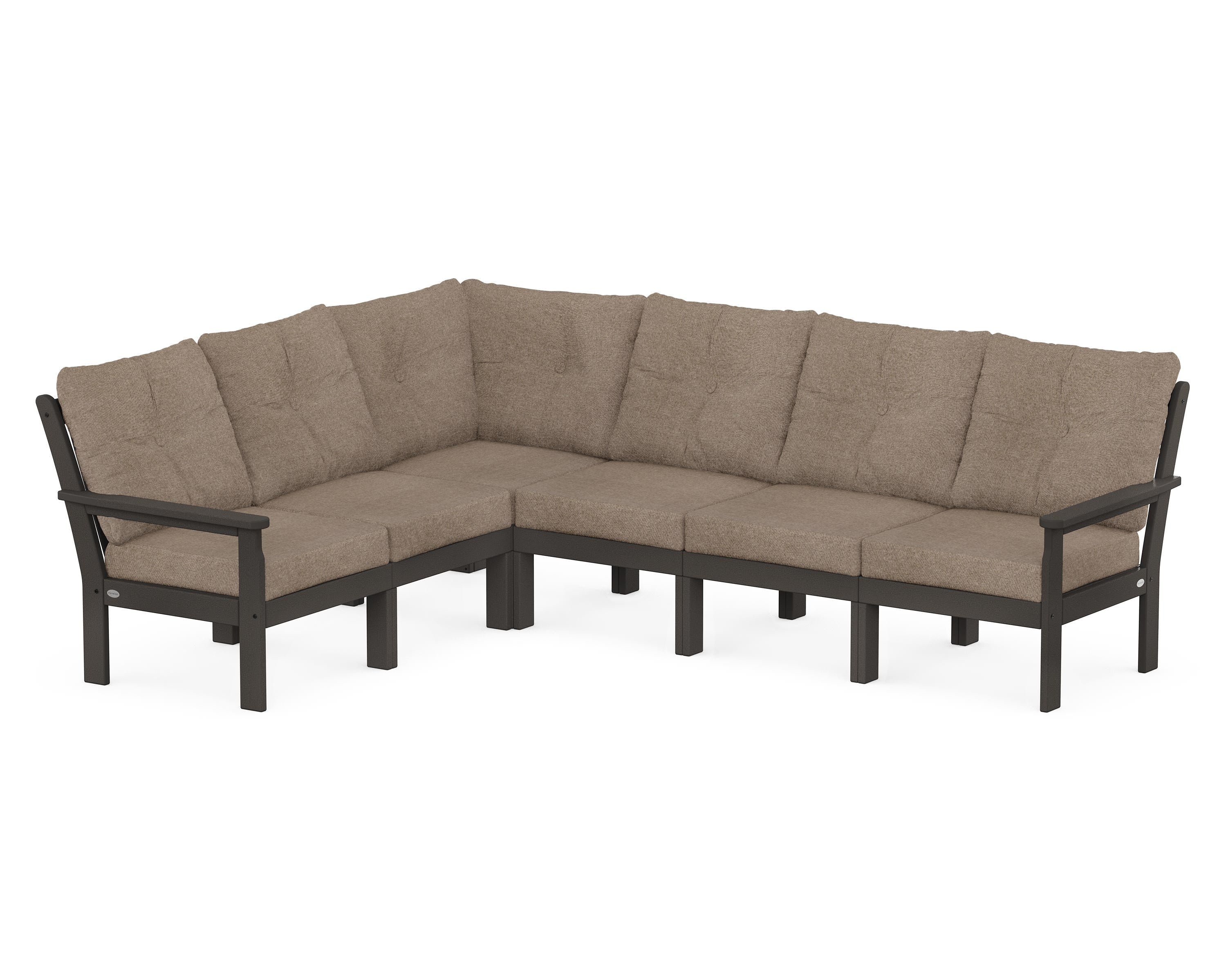 POLYWOOD Vineyard 6-Piece Sectional in Vintage Coffee / Spiced Burlap