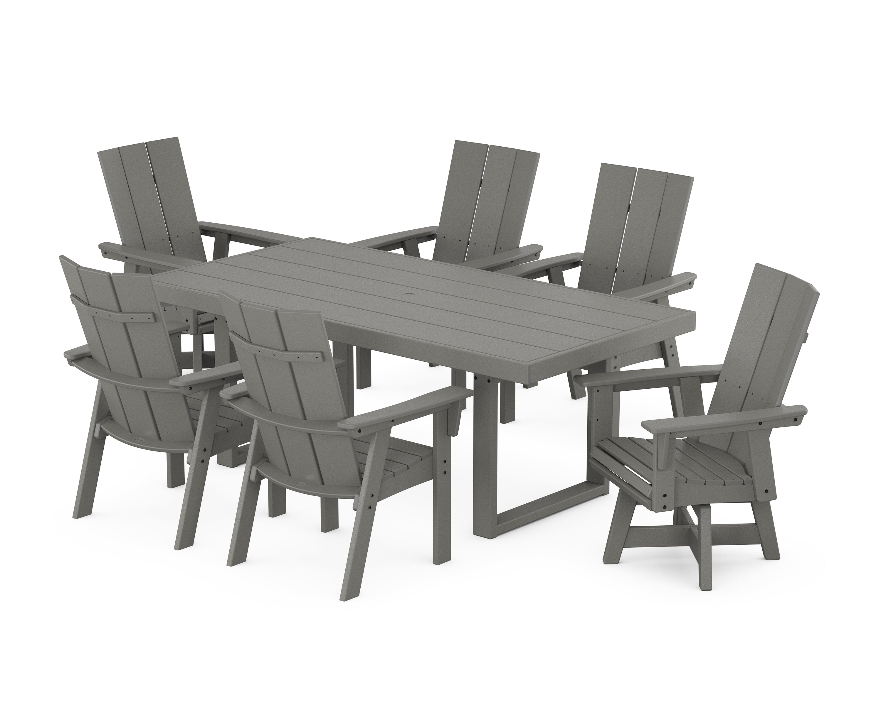 POLYWOOD Modern Adirondack 7-Piece Dining Set in Slate Grey