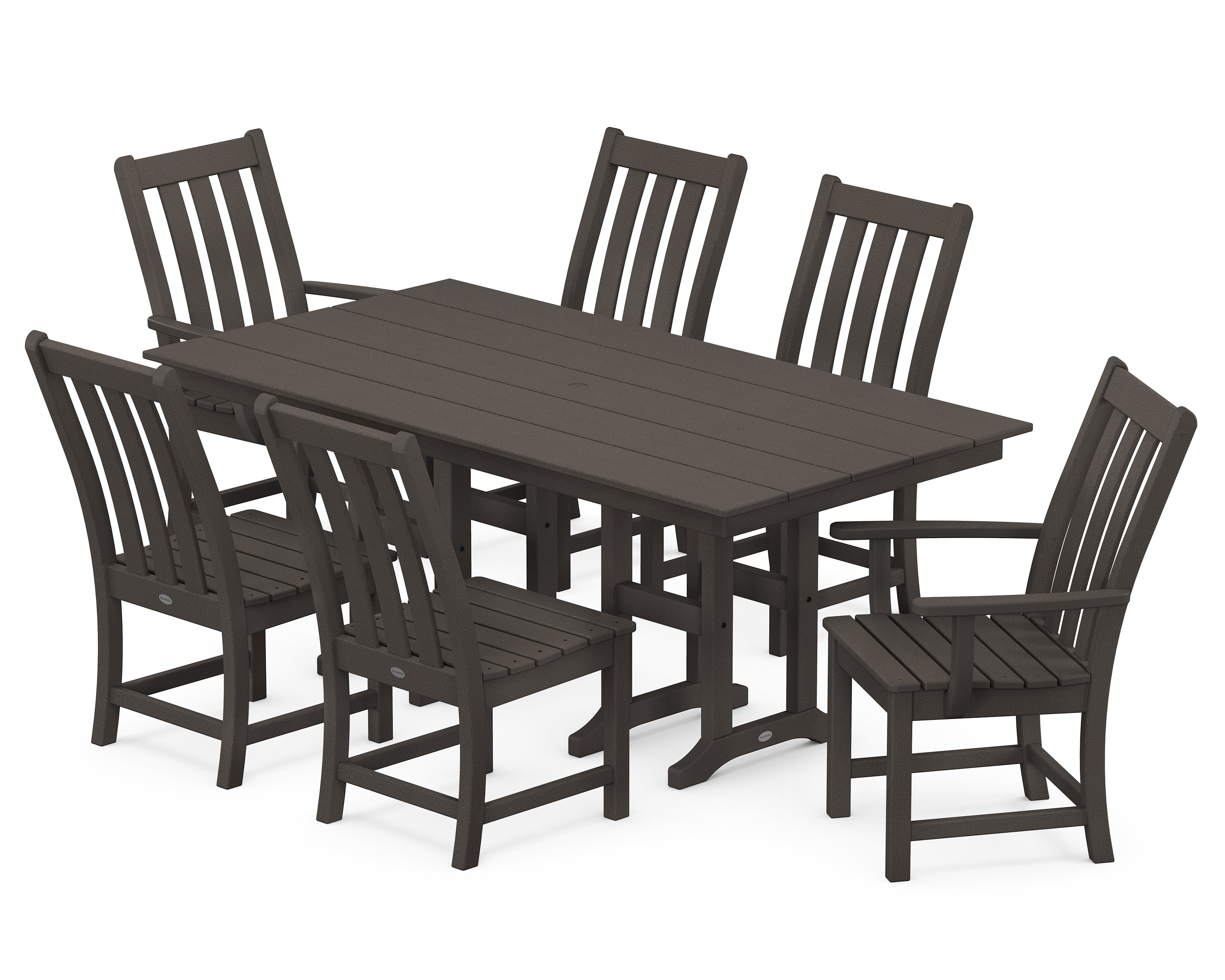POLYWOOD® Vineyard 7-Piece Farmhouse Dining Set in Vintage Coffee
