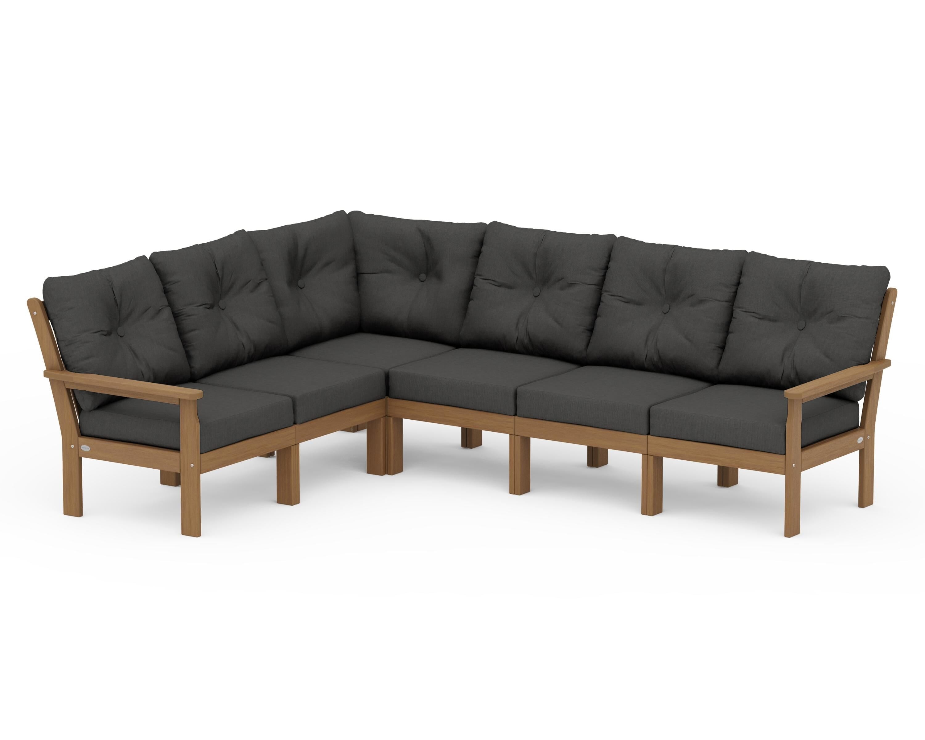 POLYWOOD Vineyard 6-Piece Sectional in Natural / Spectrum Carbon
