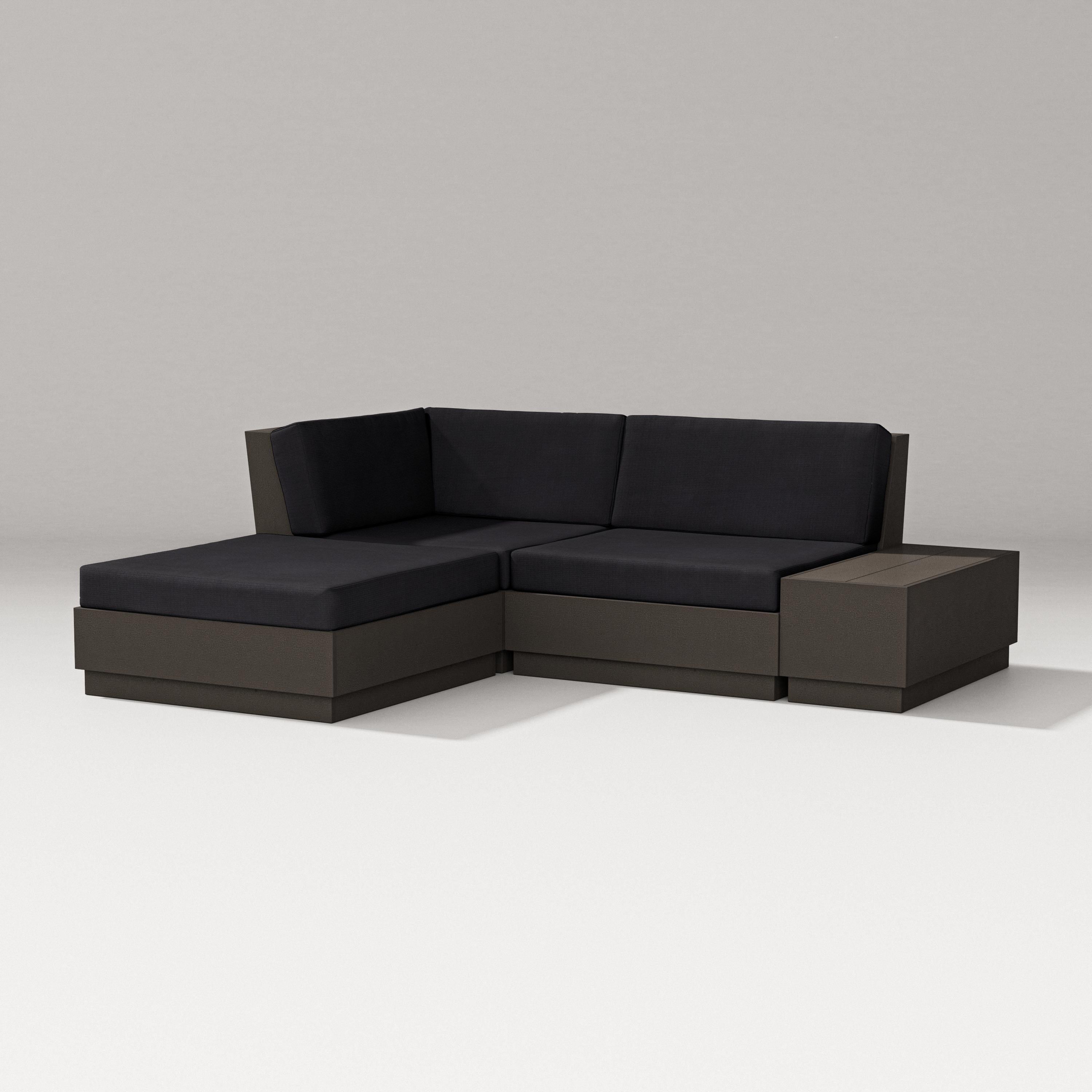 PW Designer Series Elevate Loveseat Sectional with Chaise in Vintage Coffee / Midnight Linen