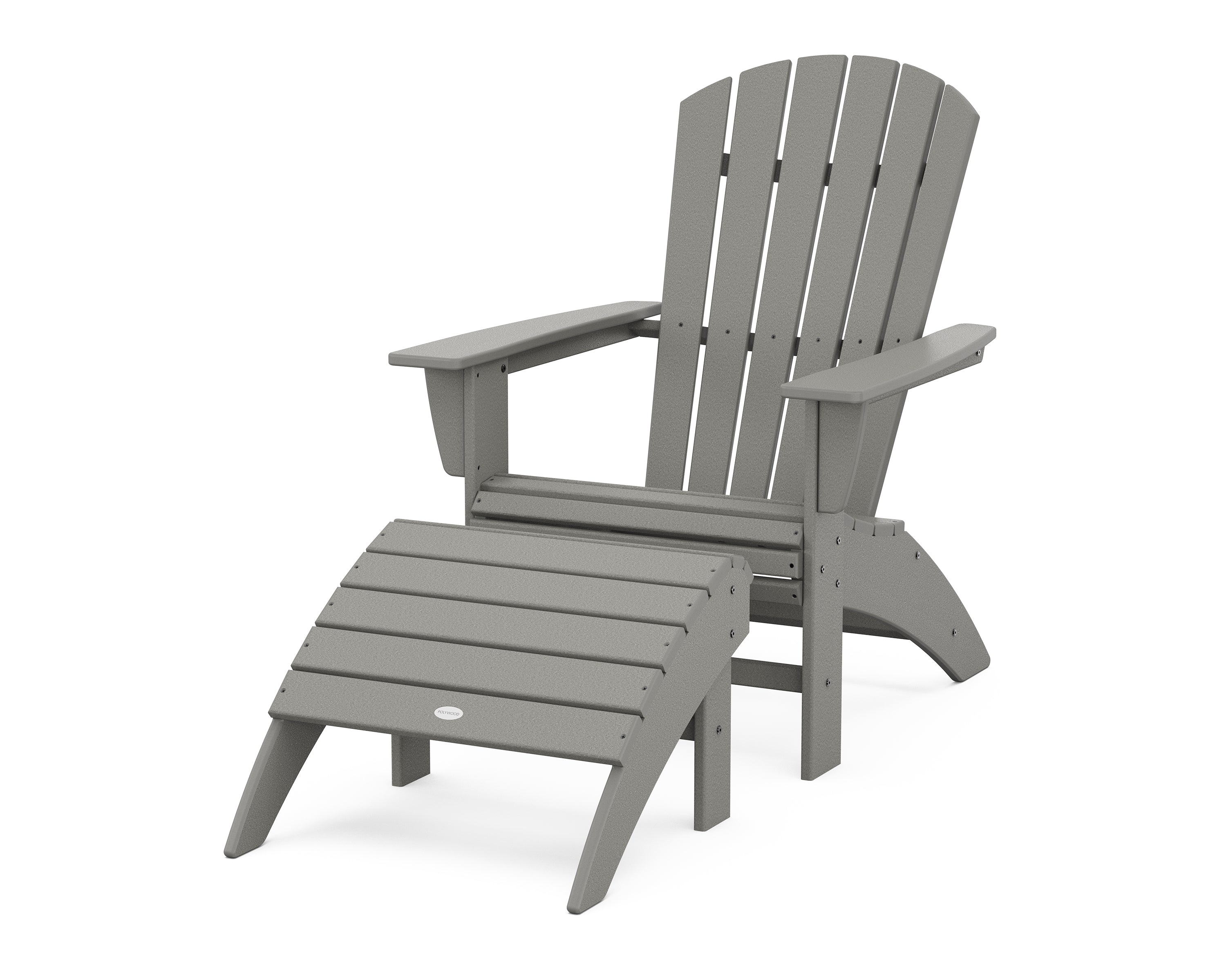 POLYWOOD® Nautical Curveback Adirondack Chair 2-Piece Set with Ottoman in Slate Grey