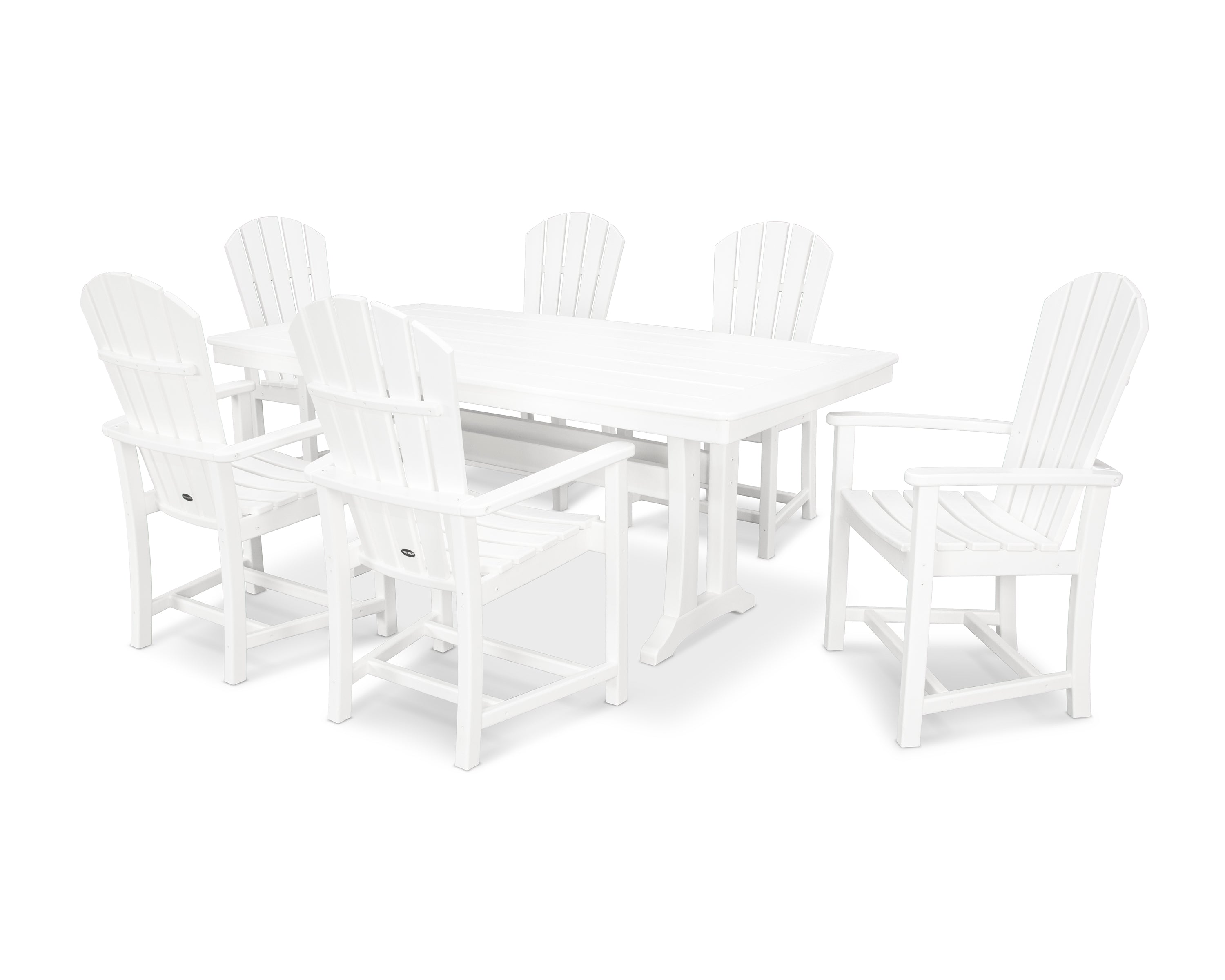 POLYWOOD Palm Coast 7-Piece Dining Set with Trestle Legs in White
