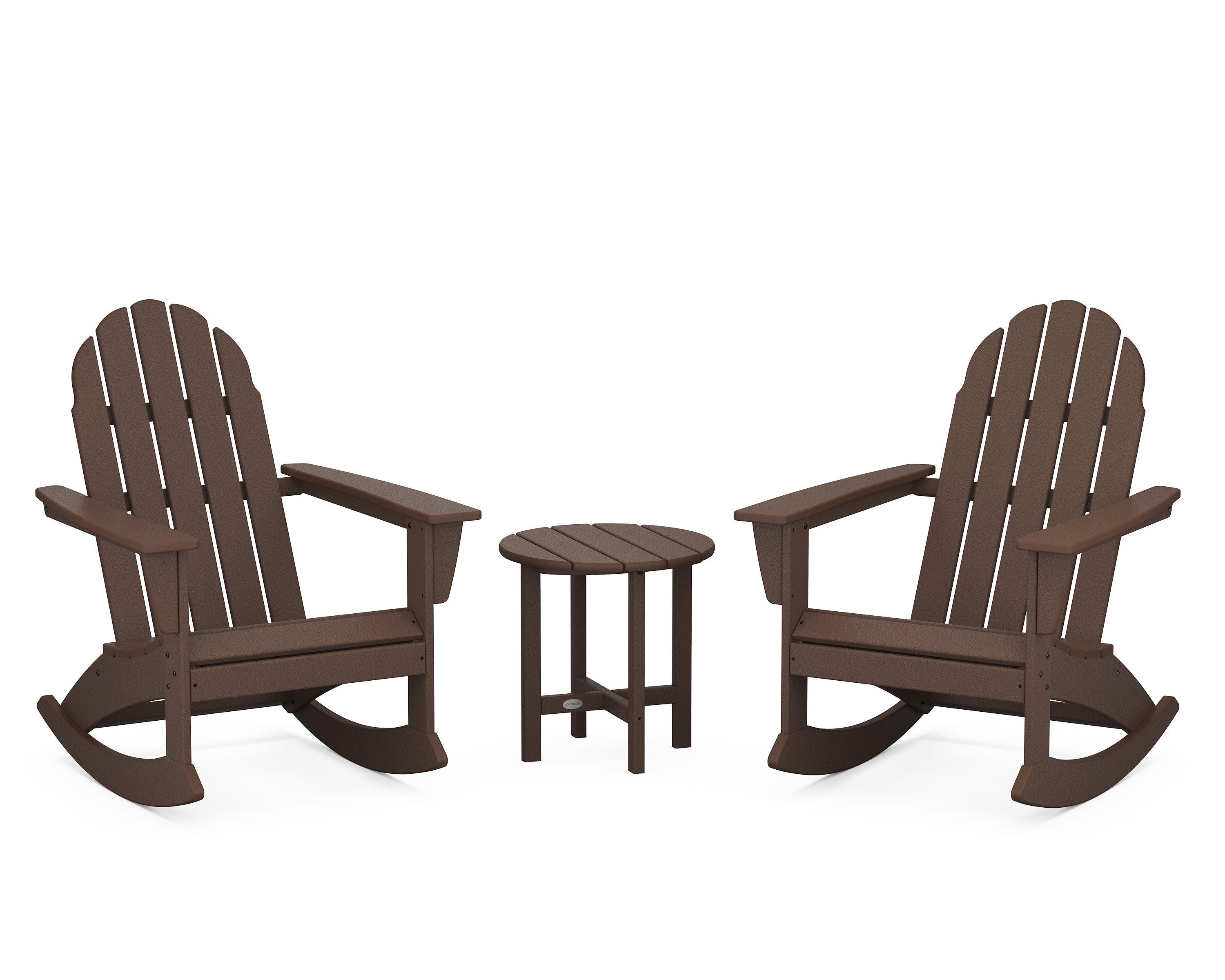 POLYWOOD Vineyard 3-Piece Adirondack Rocking Chair Set in Mahogany