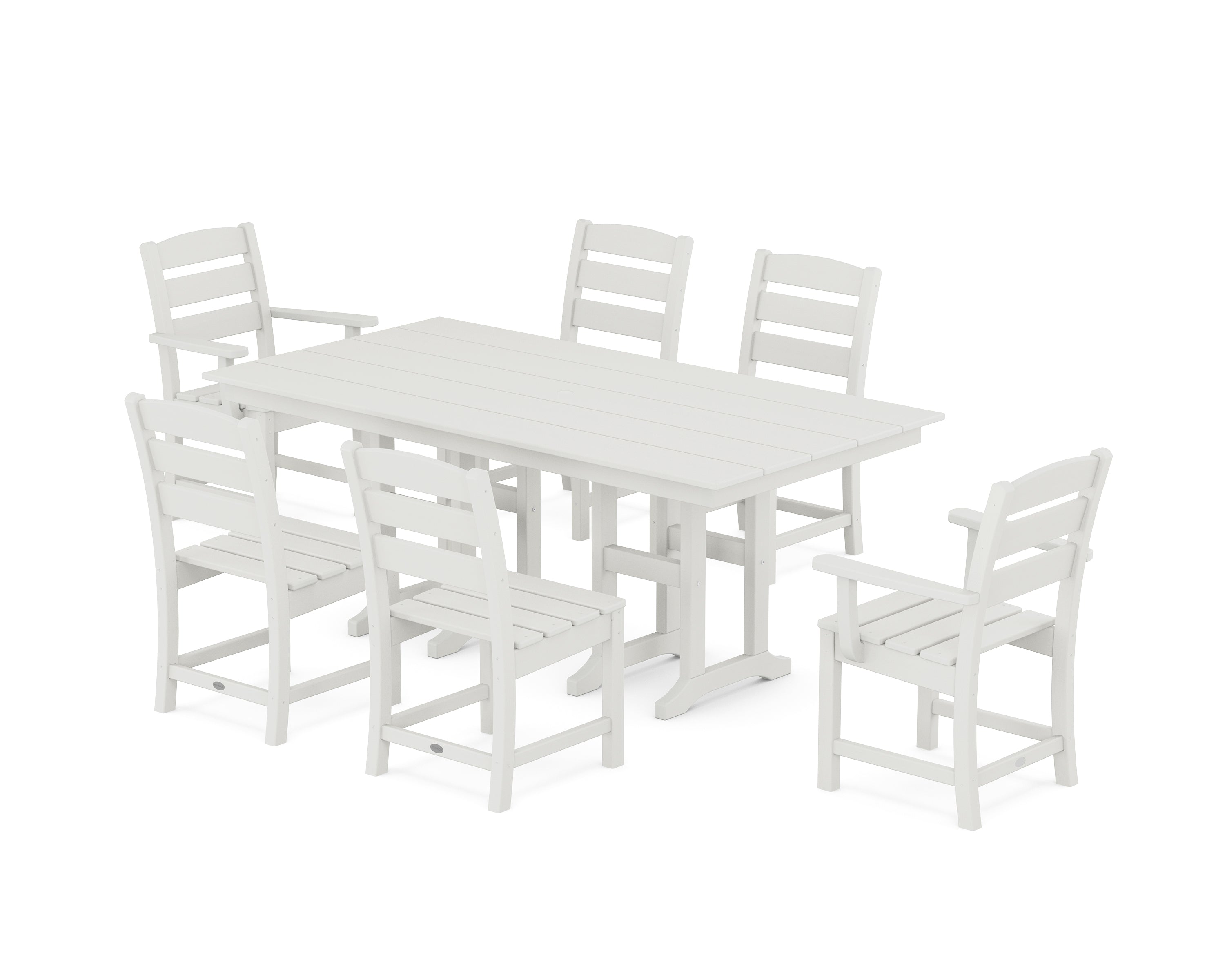POLYWOOD Lakeside 7-Piece Farmhouse Dining Set in Vintage White