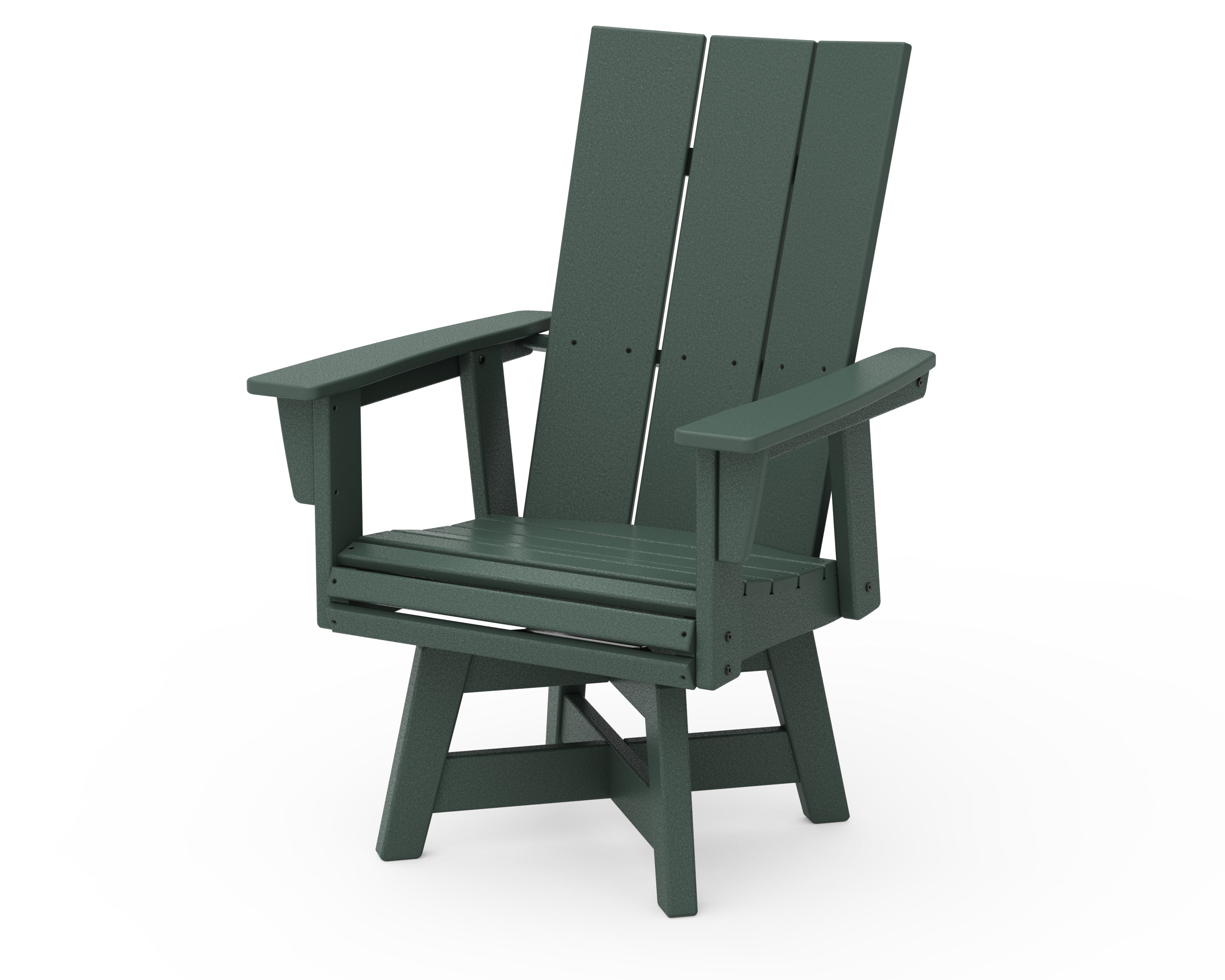 POLYWOOD Modern Curveback Adirondack Swivel Dining Chair in Green