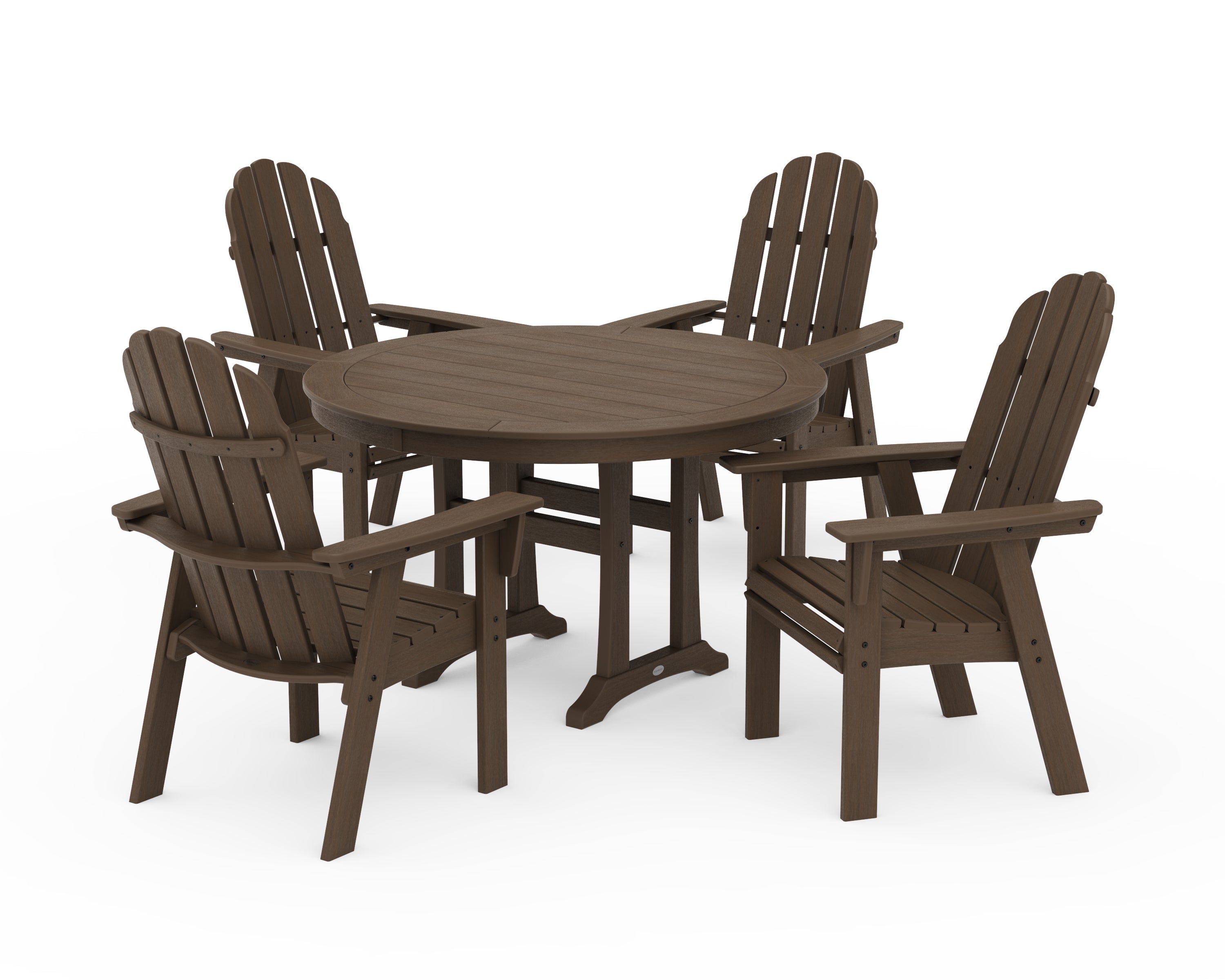 POLYWOOD Vineyard Curveback Adirondack 5-Piece Nautical Trestle Dining Set in Kona