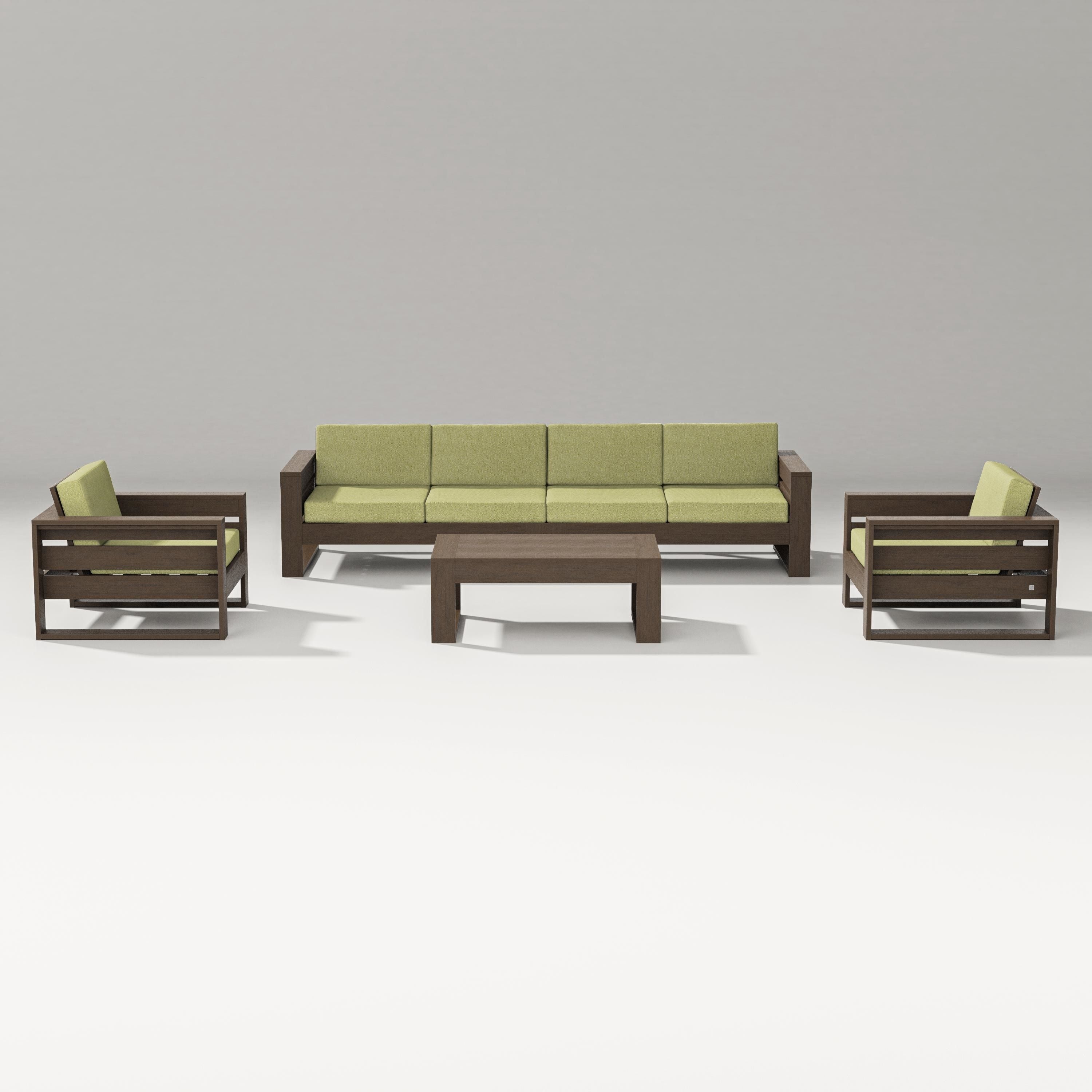 PW Designer Series Latitude 5-Piece Lounge Sofa Set in Kona / Chartreuse Boucle
