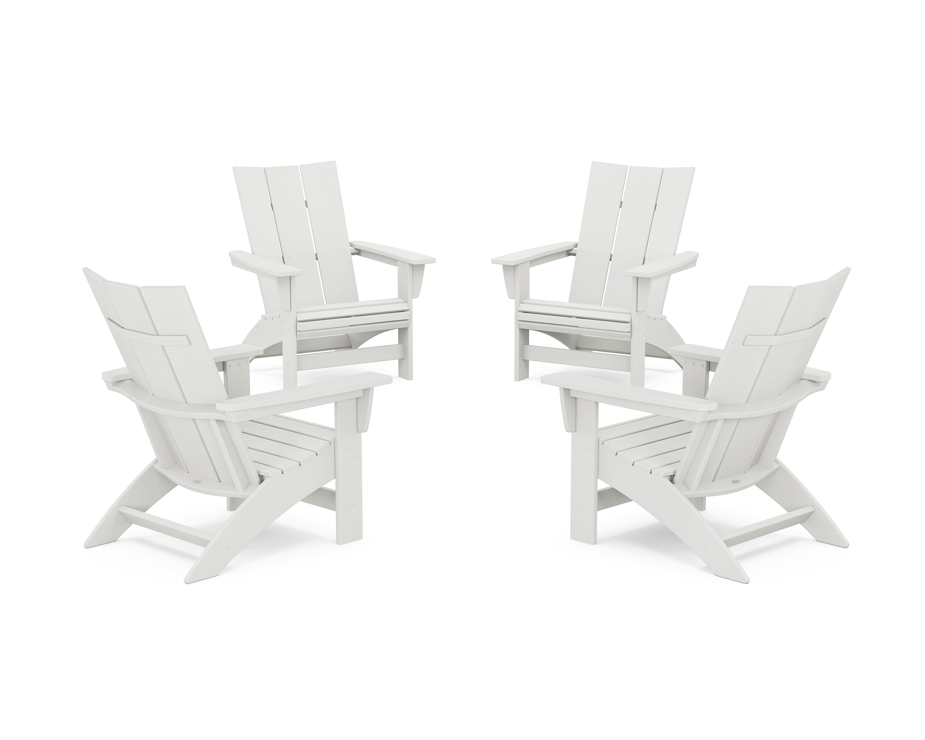 POLYWOOD 4-Piece Modern Grand Adirondack Chair Conversation Set in Vintage White