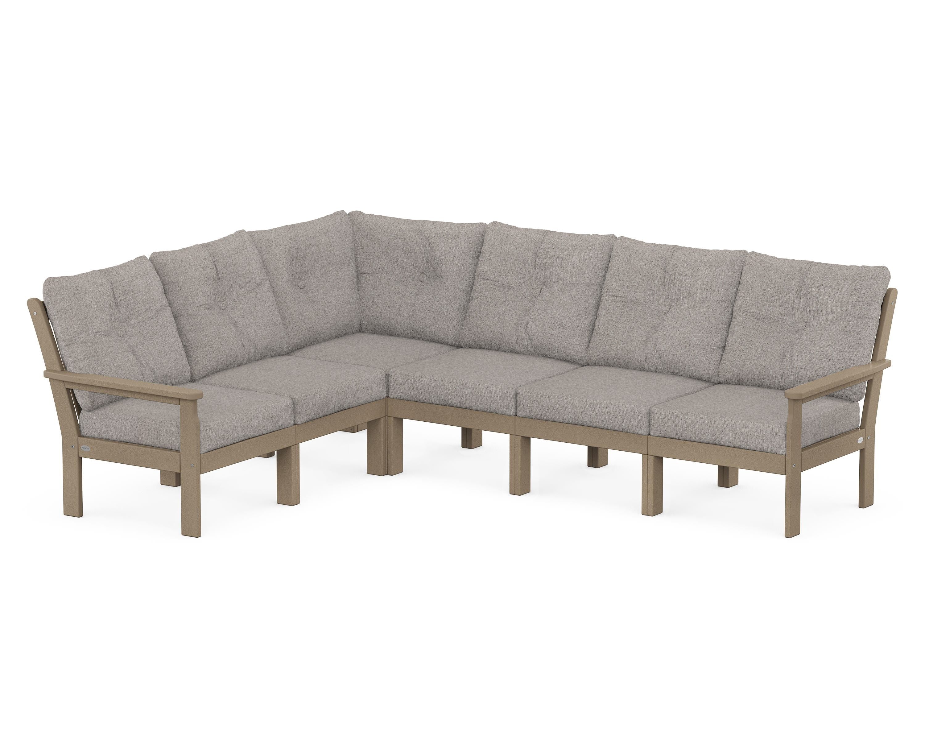POLYWOOD Vineyard 6-Piece Sectional in Vintage Sahara / Weathered Tweed