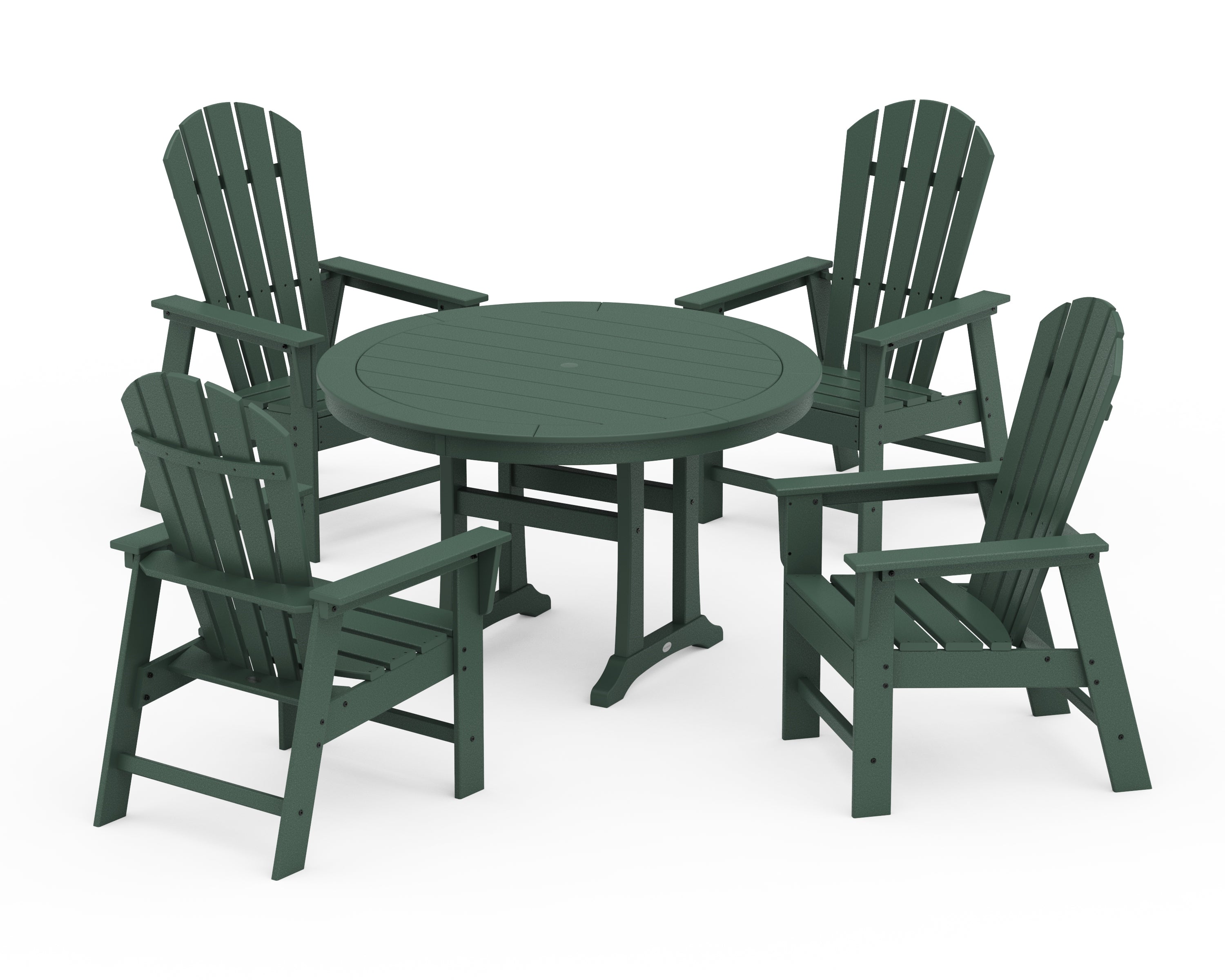 POLYWOOD South Beach 5-Piece Round Dining Set with Trestle Legs in Green