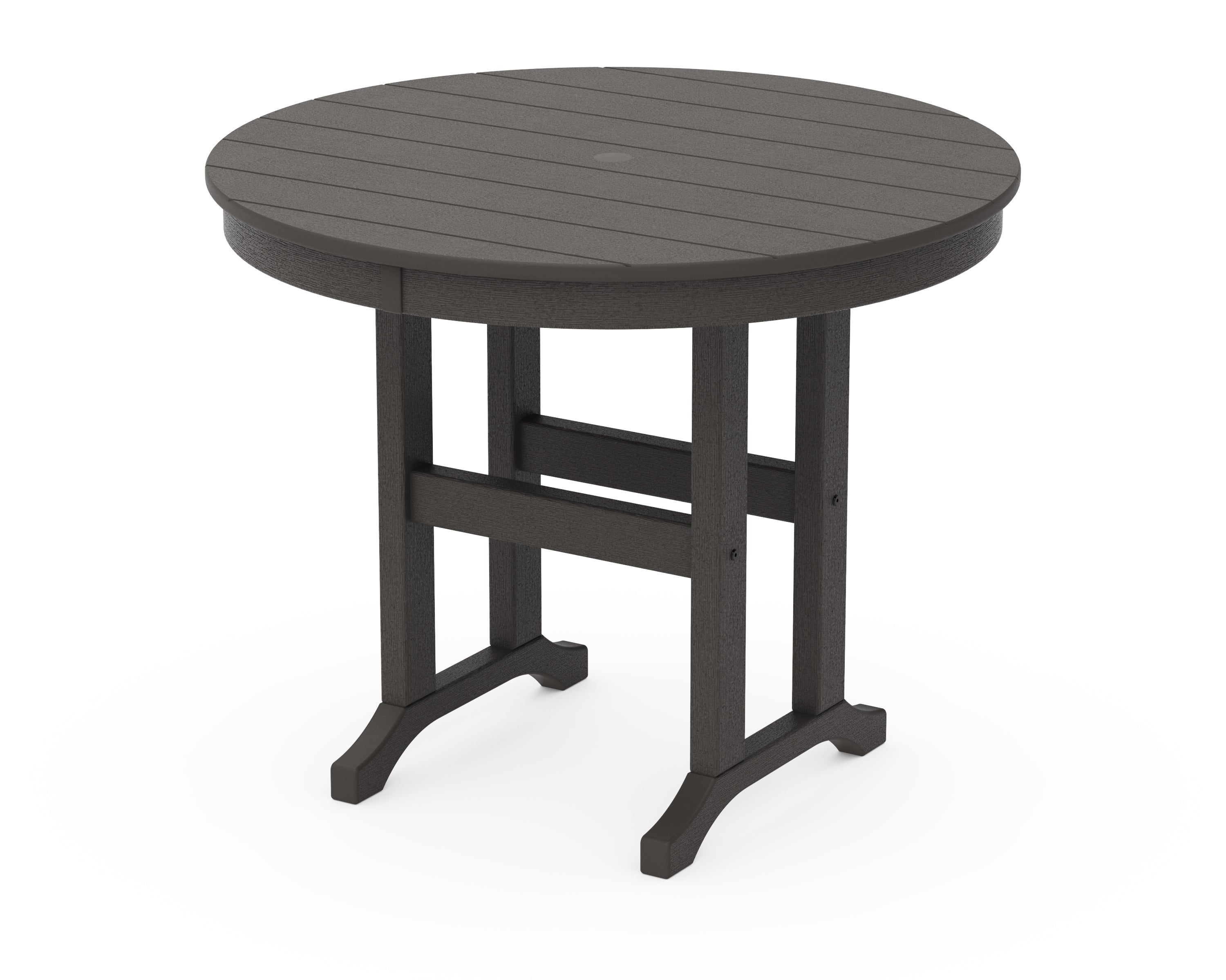 POLYWOOD 36" Round Farmhouse Dining Table in Vintage Coffee
