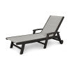 POLYWOOD Coastal Chaise with Wheels in Black / Metallic Sling