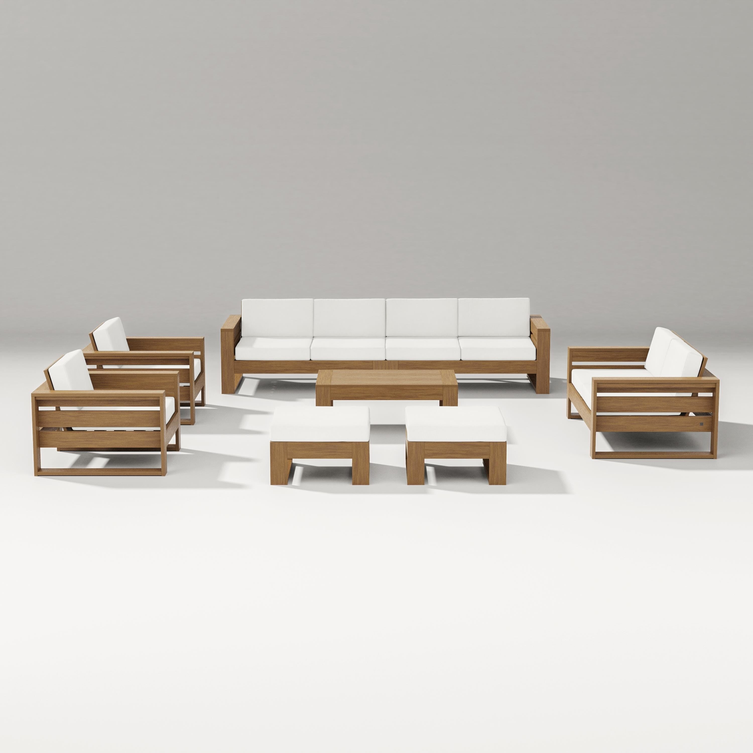 PW Designer Series Latitude 8-Piece Lounge Sofa Set in Natural / Natural Linen