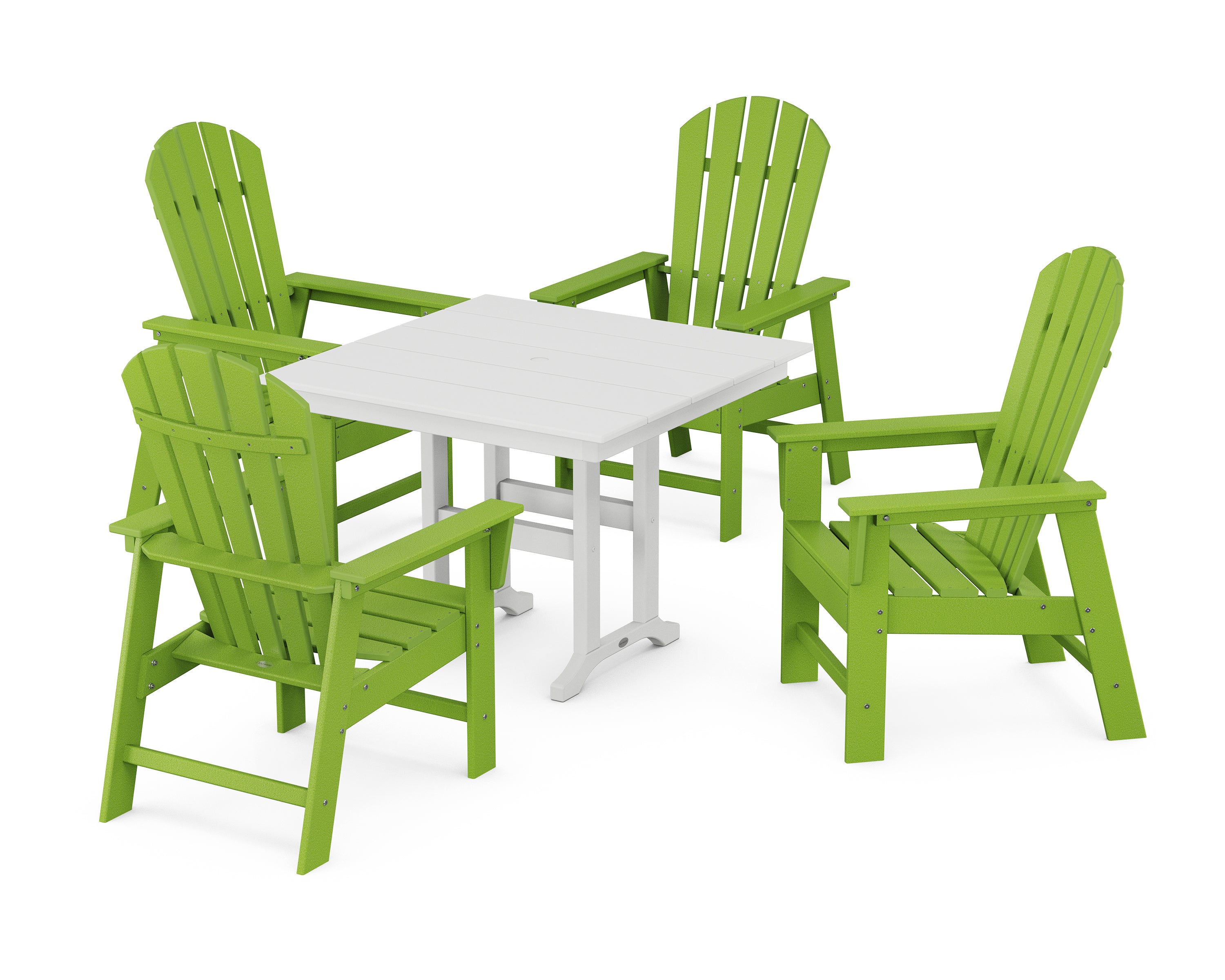 POLYWOOD South Beach 5-Piece Farmhouse Dining Set in Lime / White