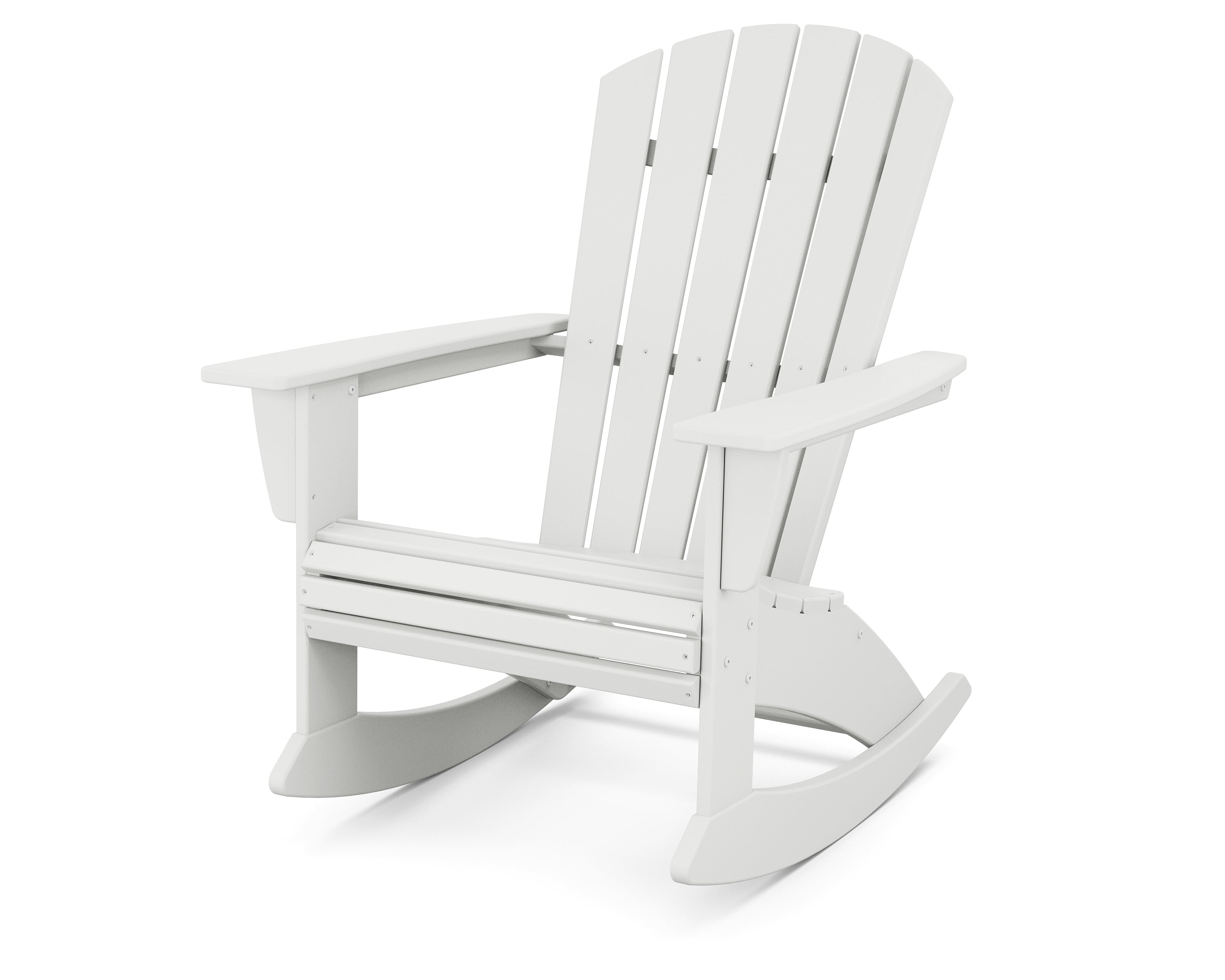 POLYWOOD Nautical Curveback Adirondack Rocking Chair in White