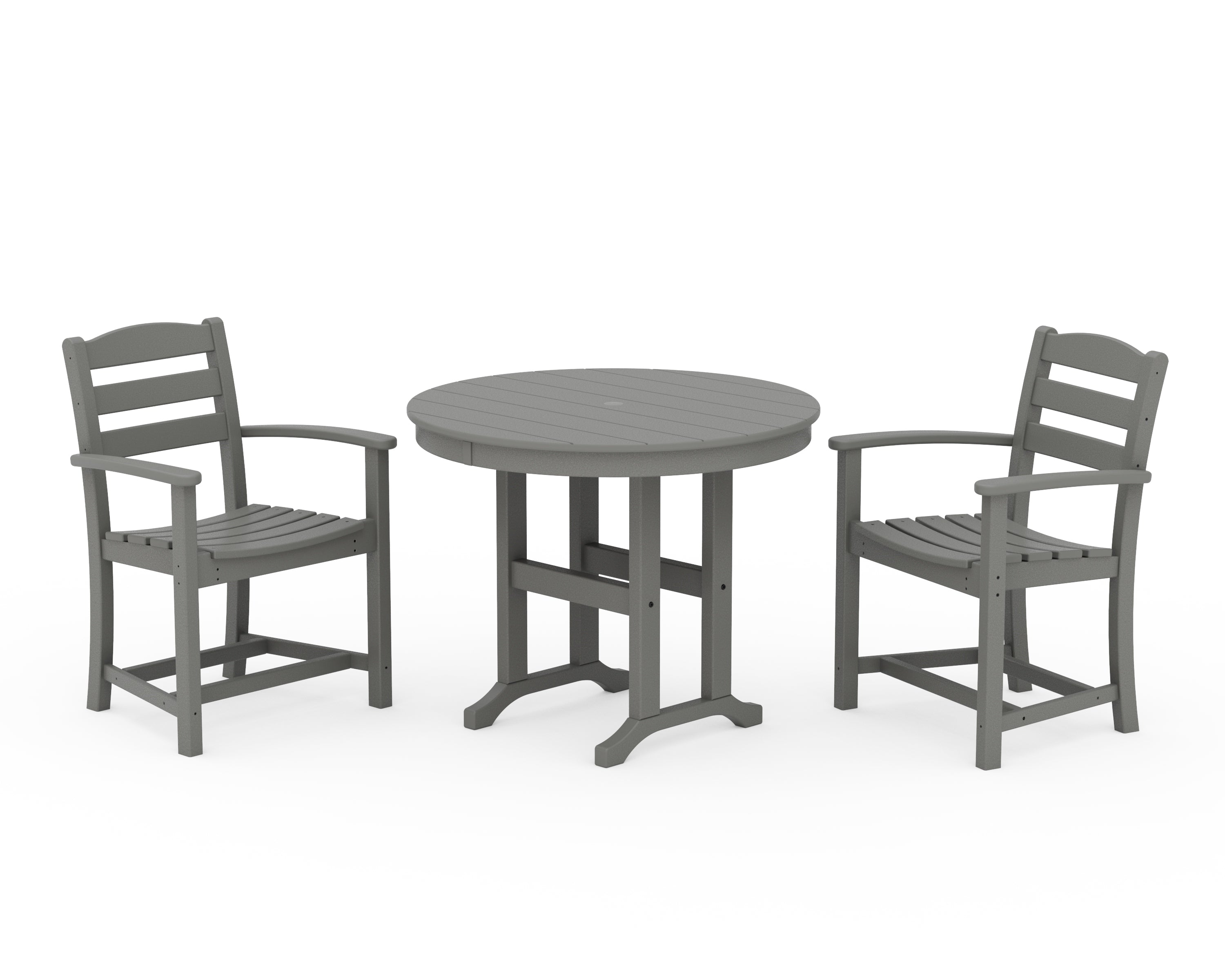 POLYWOOD La Casa Café 3-Piece Round Dining Set in Slate Grey