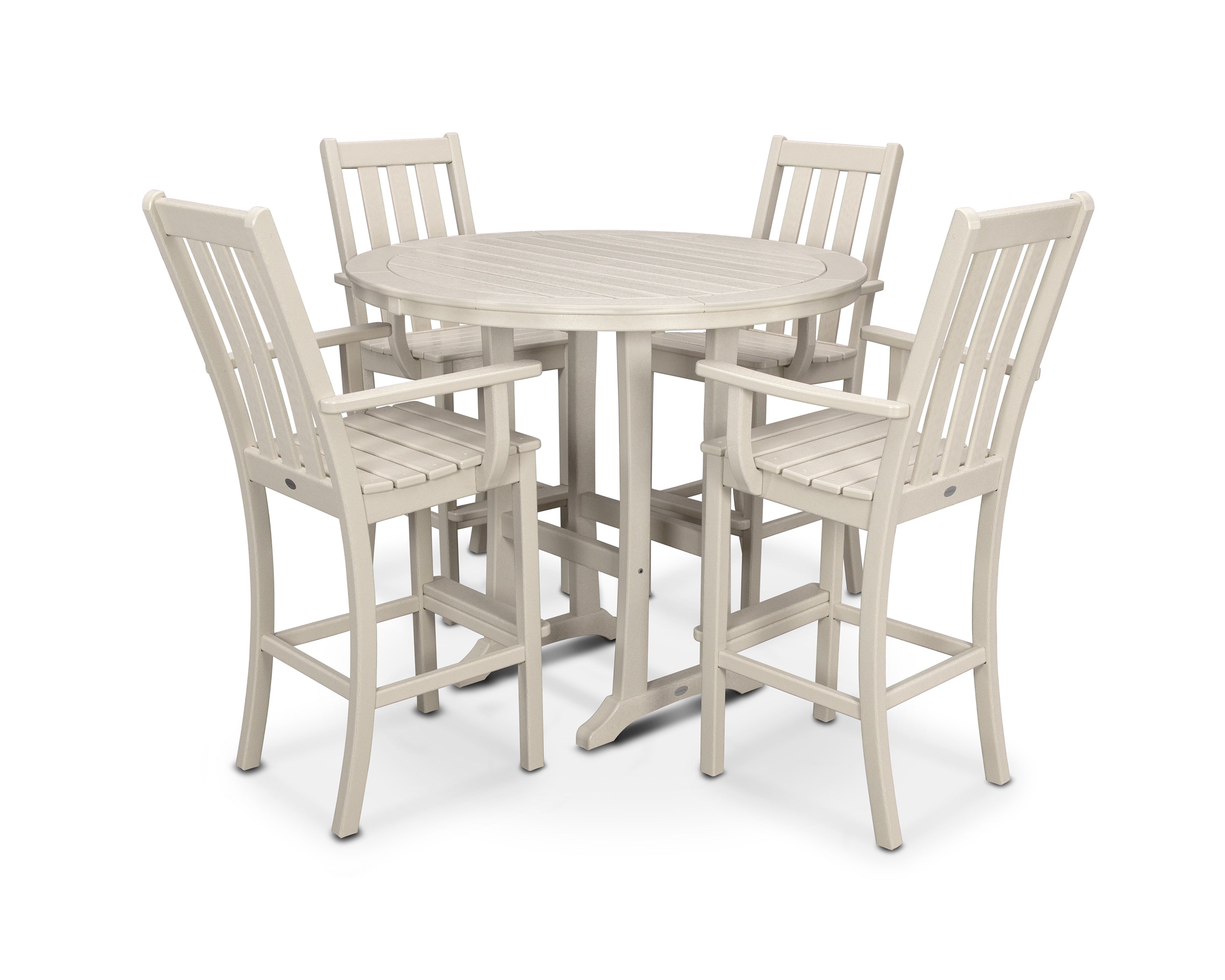 POLYWOOD® Vineyard 5-Piece Round Bar Set in Sand