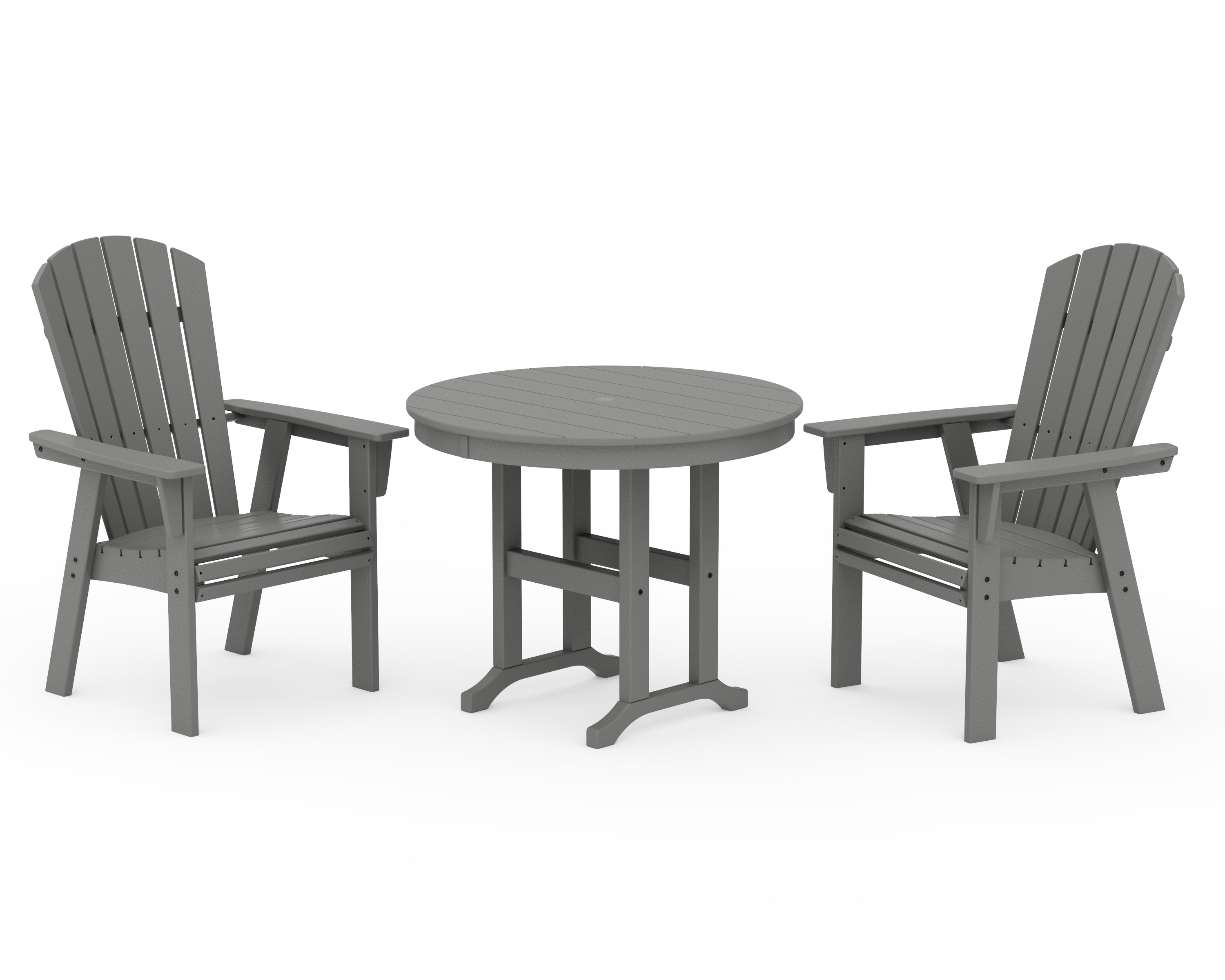 POLYWOOD Nautical Adirondack 3-Piece Round Dining Set in Slate Grey