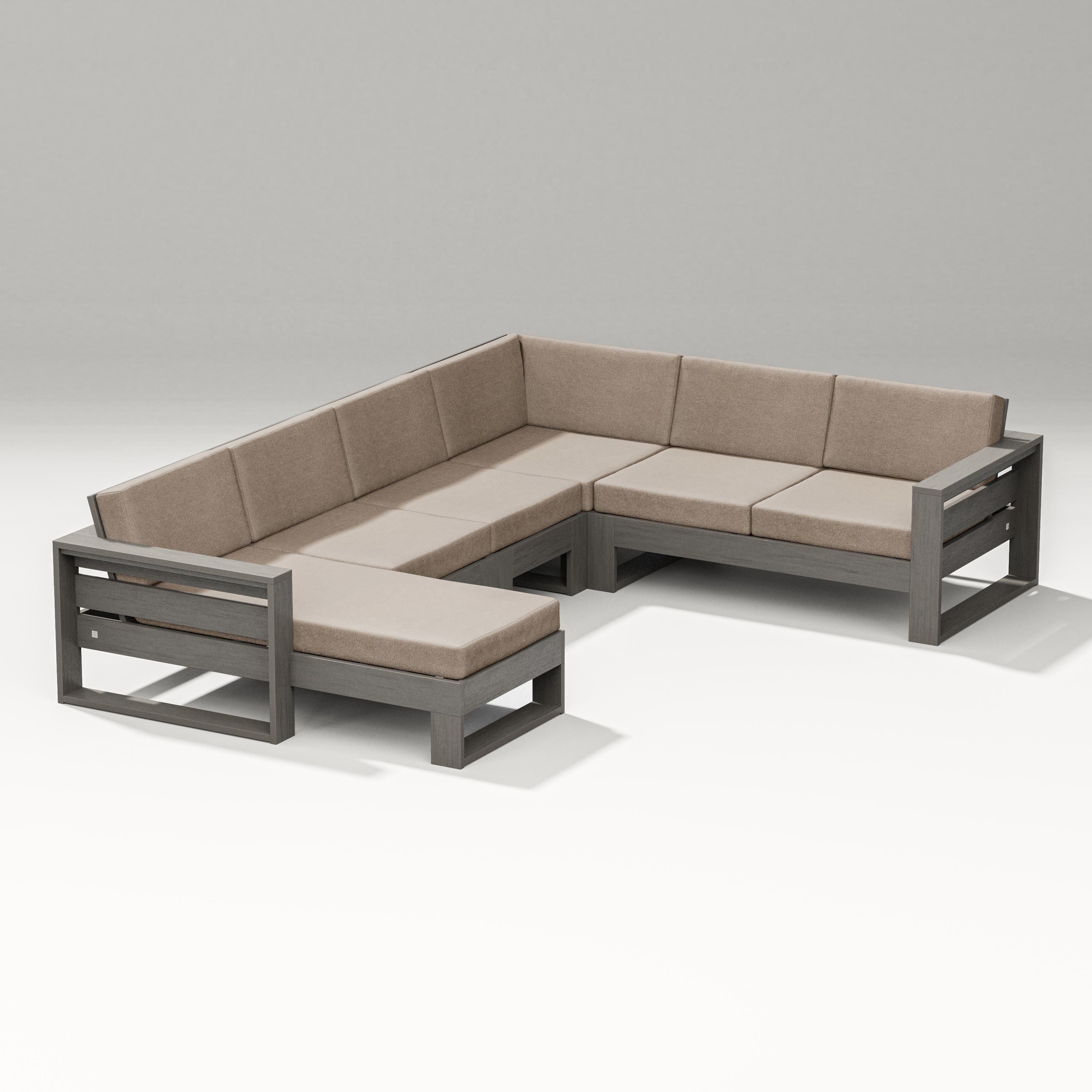 PW Designer Series Latitude Corner Sectional with Left Chaise in Driftwood / Spiced Burlap