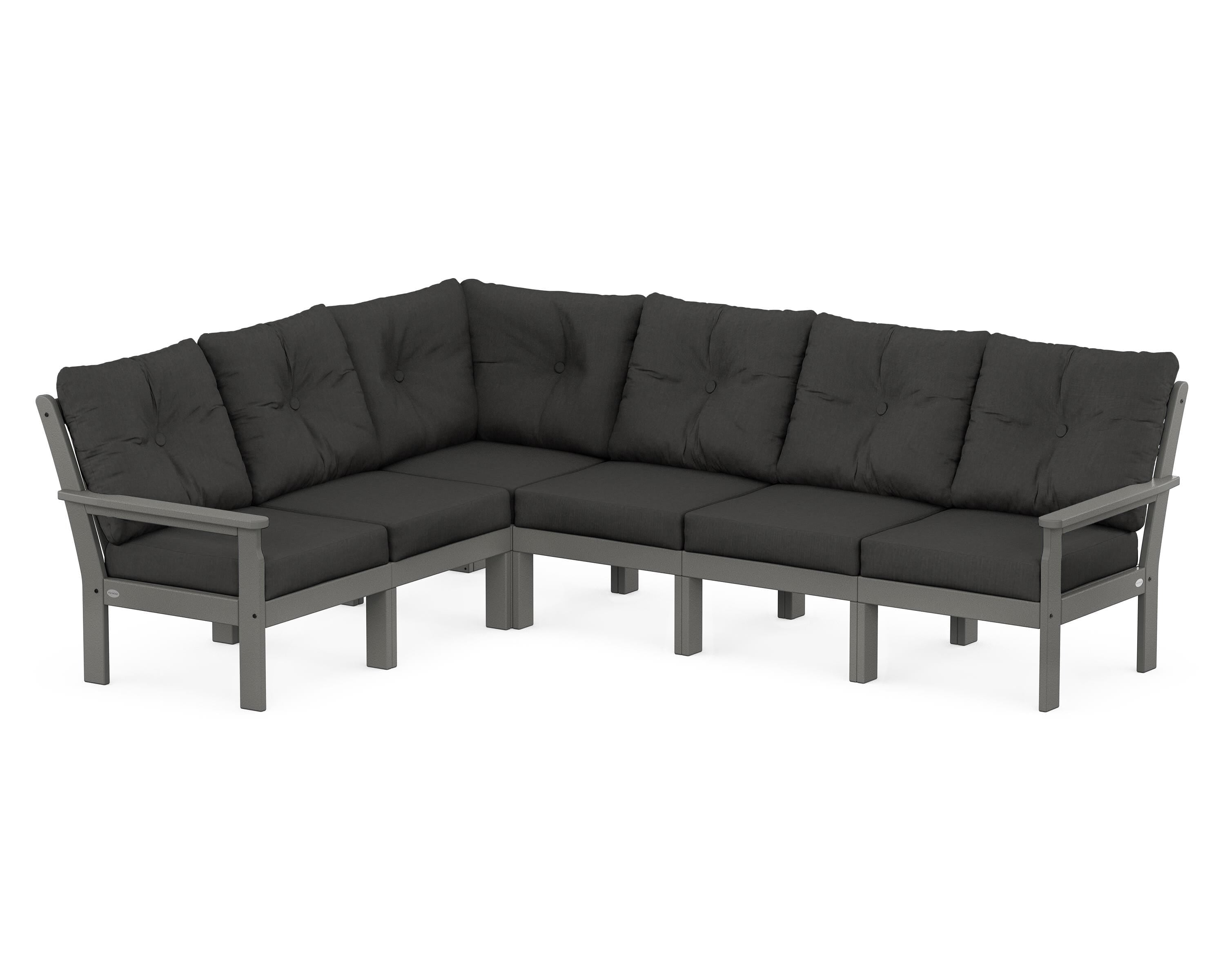 POLYWOOD Vineyard 6-Piece Sectional in Slate Grey / Spectrum Carbon