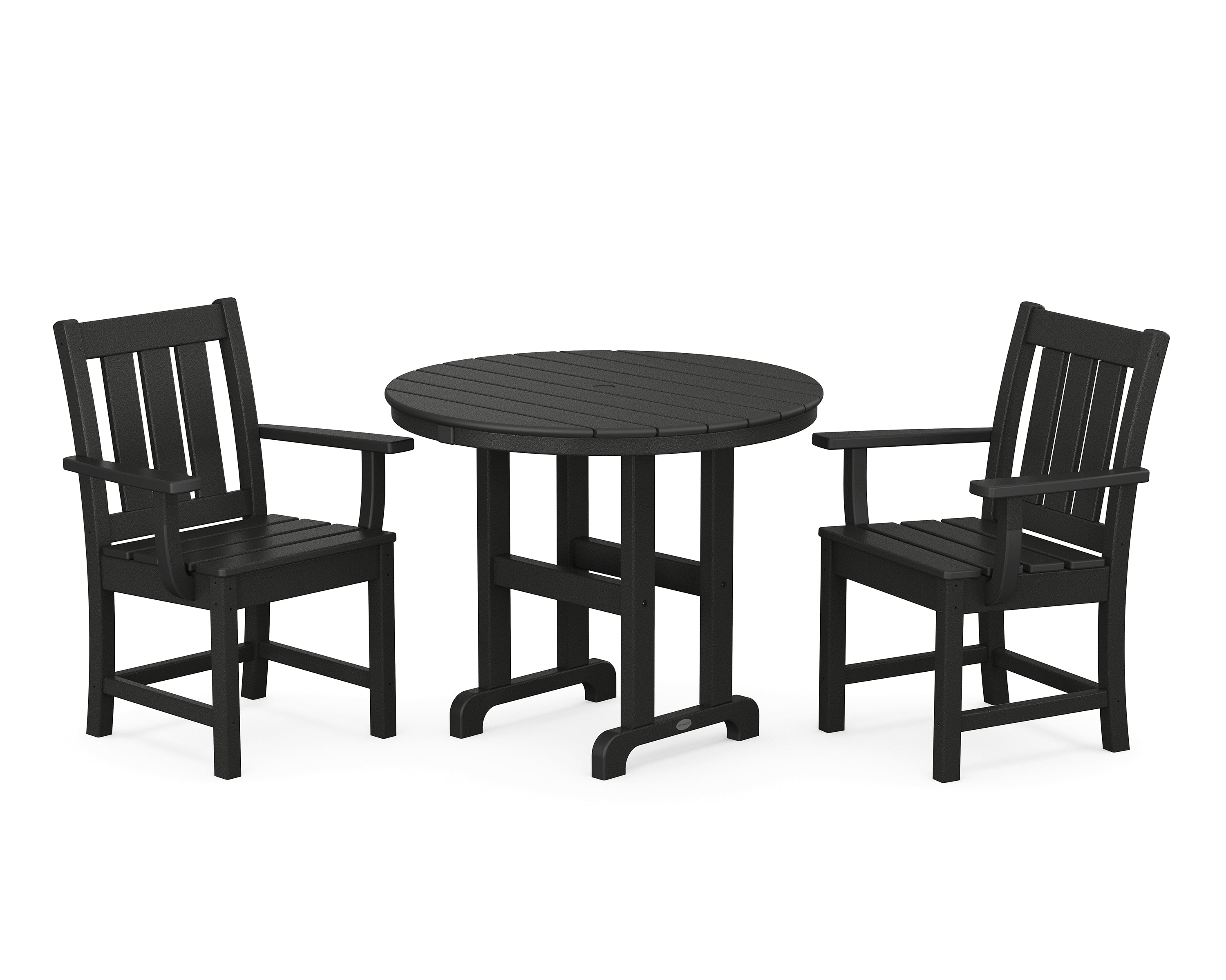 POLYWOOD® Oxford 3-Piece Farmhouse Dining Set in Black