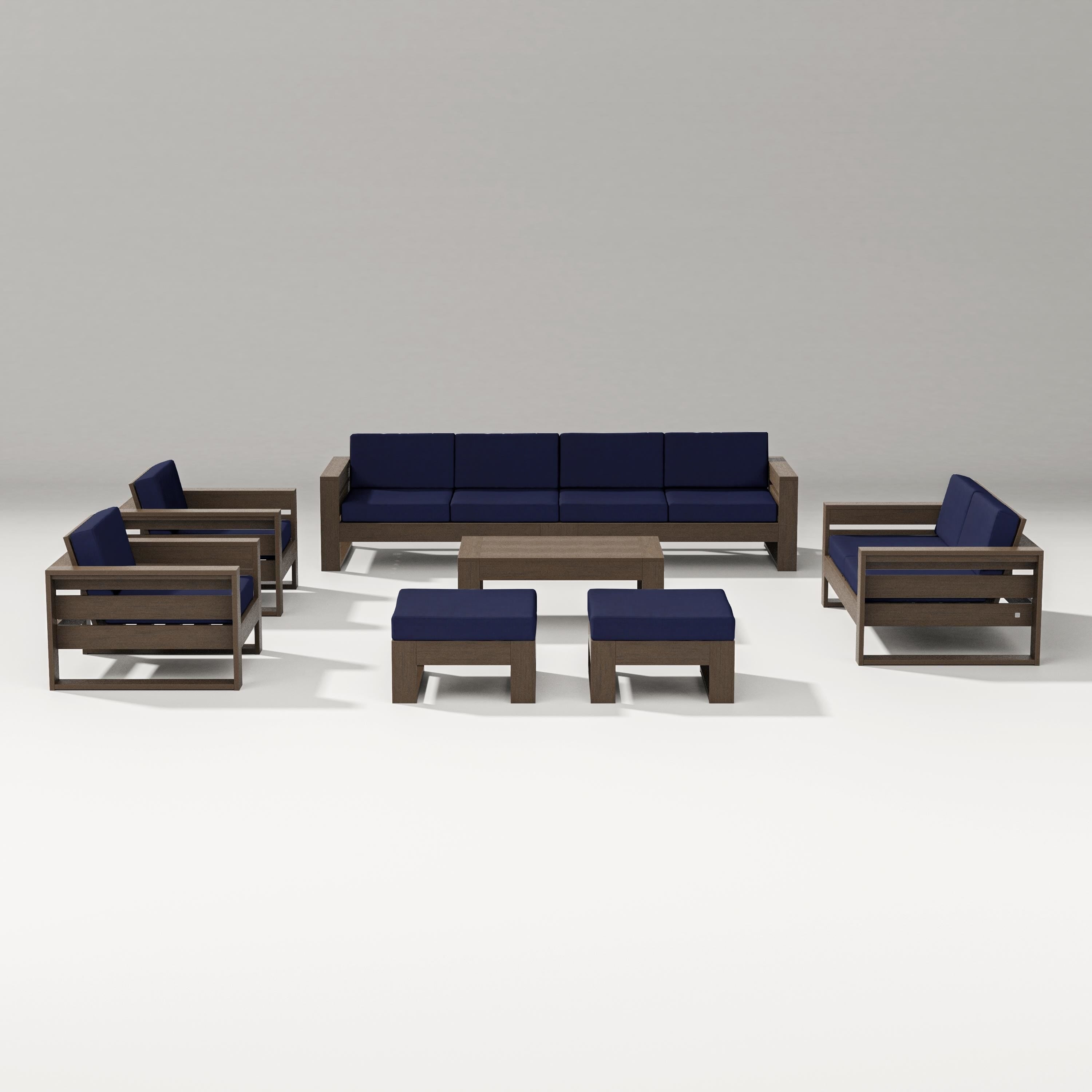PW Designer Series Latitude 8-Piece Lounge Sofa Set in Kona / Navy