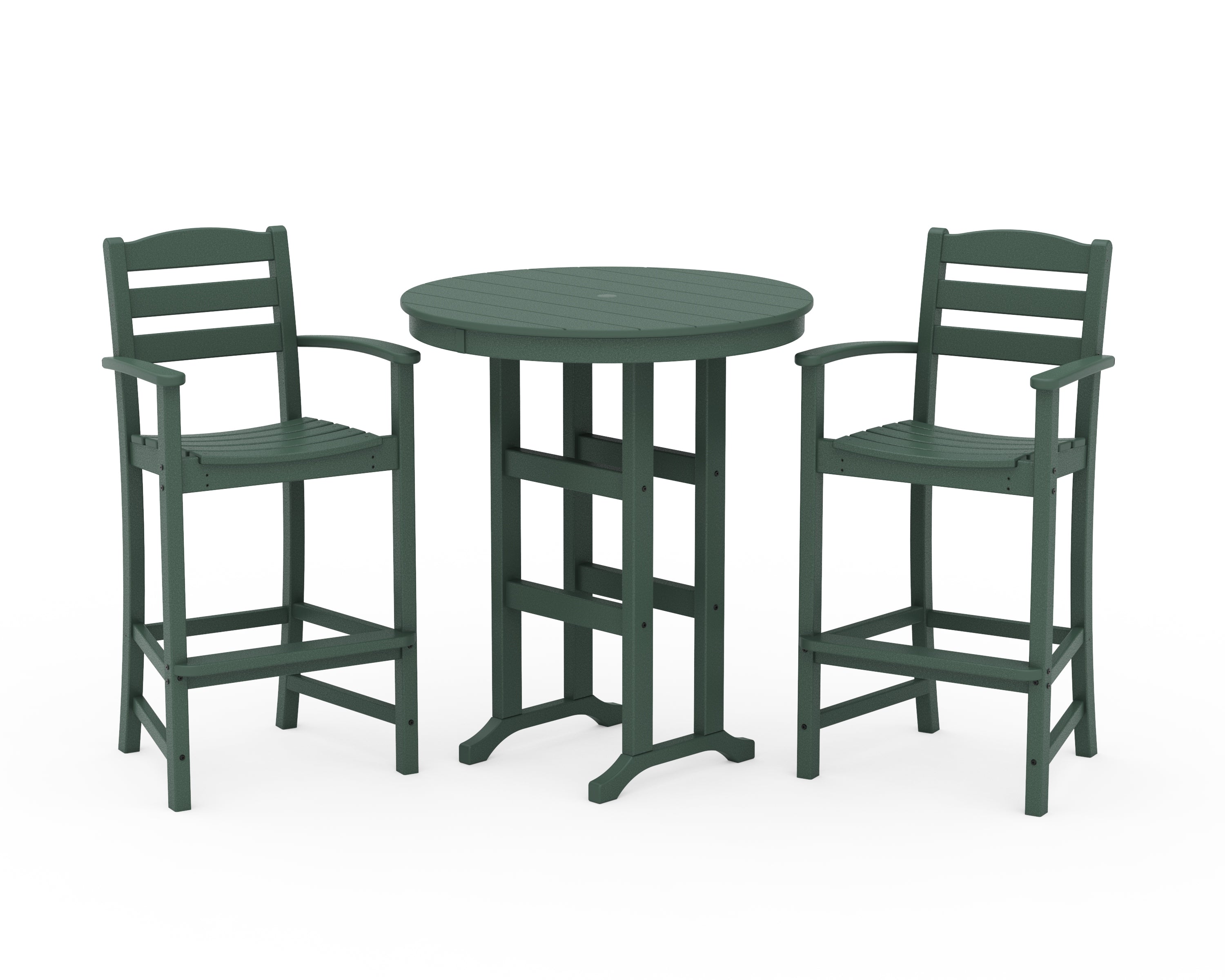 POLYWOOD La Casa Café 3-Piece Round Farmhouse Bar Set in Green