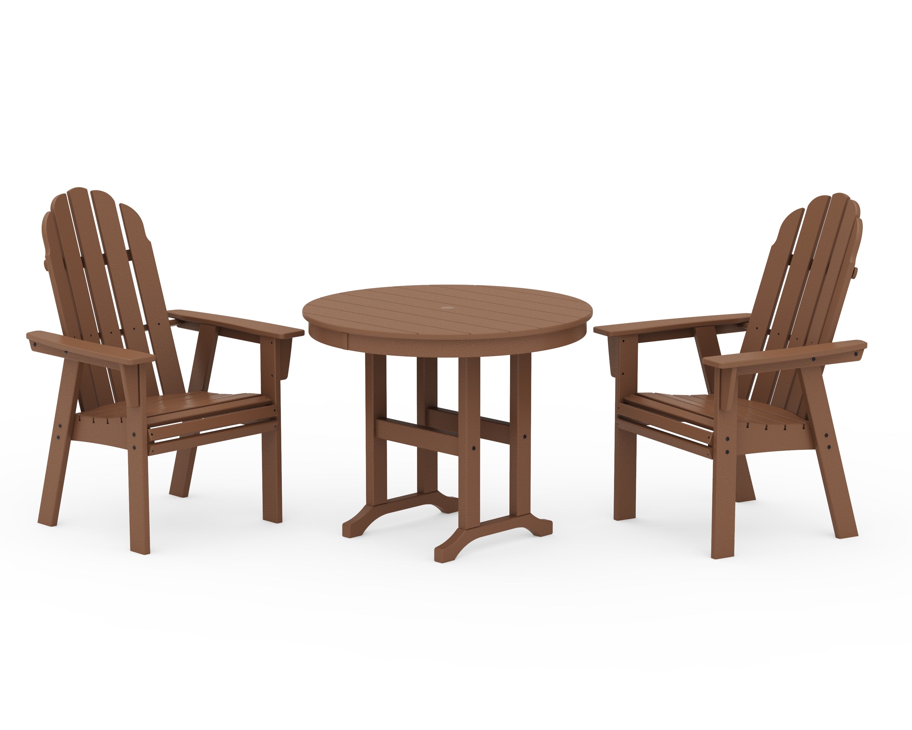 POLYWOOD Vineyard Adirondack 3-Piece Round Dining Set in Teak