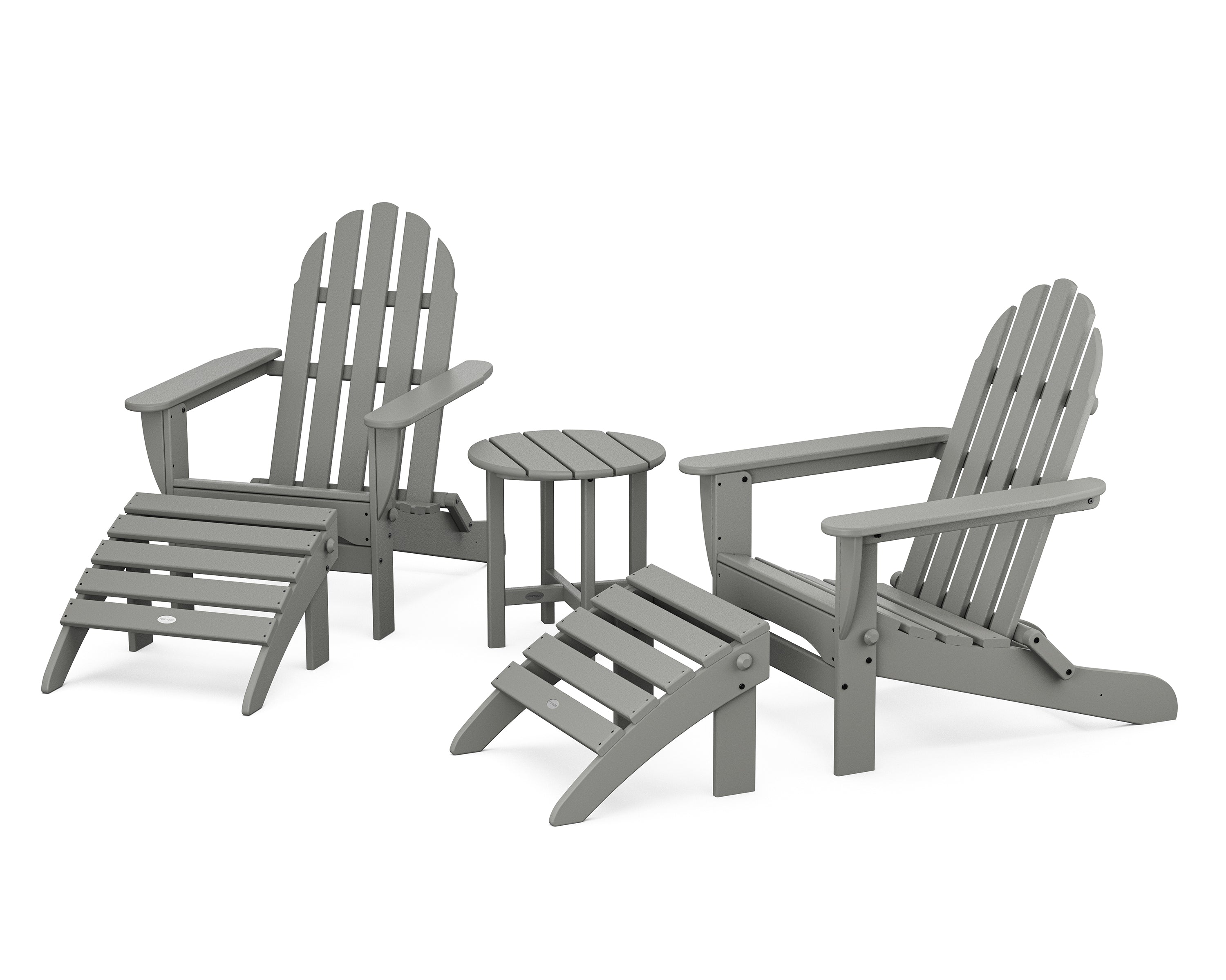 POLYWOOD Classic Adirondack 5-Piece Casual Set in Slate Grey