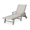 POLYWOOD Coastal Chaise with Wheels in Slate Grey / Birch Sling