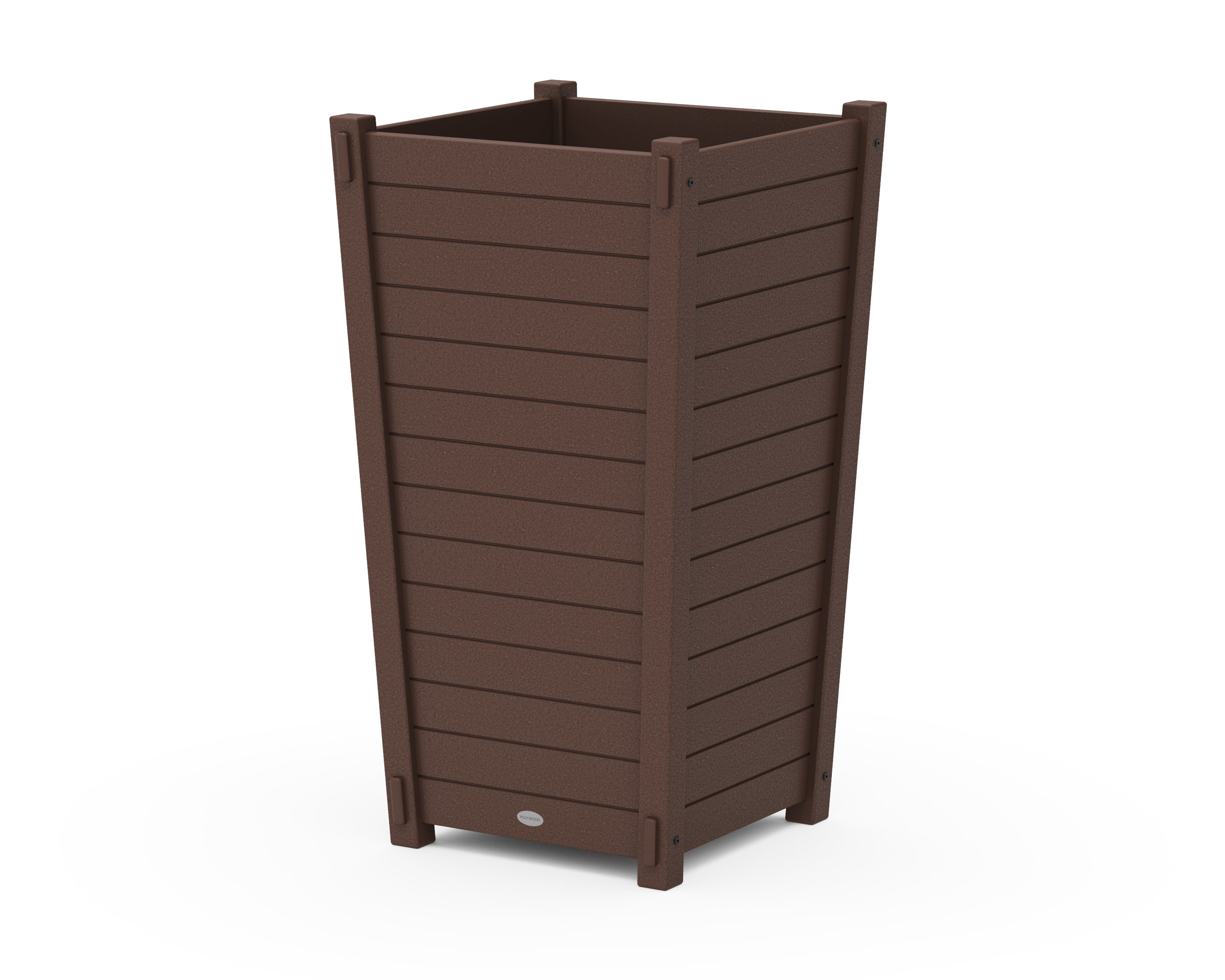 POLYWOOD Nautical Large Tapered Square Tall Planter Box in Mahogany