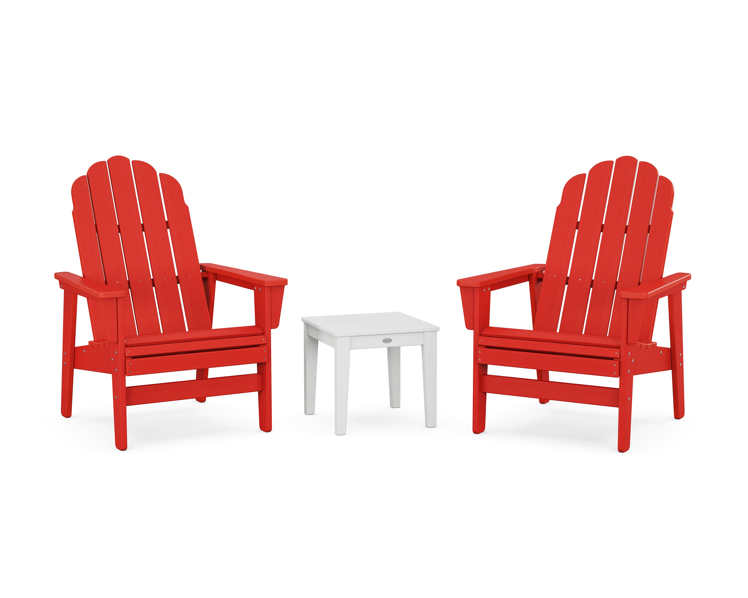 POLYWOOD 3-Piece Vineyard Grand Upright Adirondack Set in Sunset Red / White