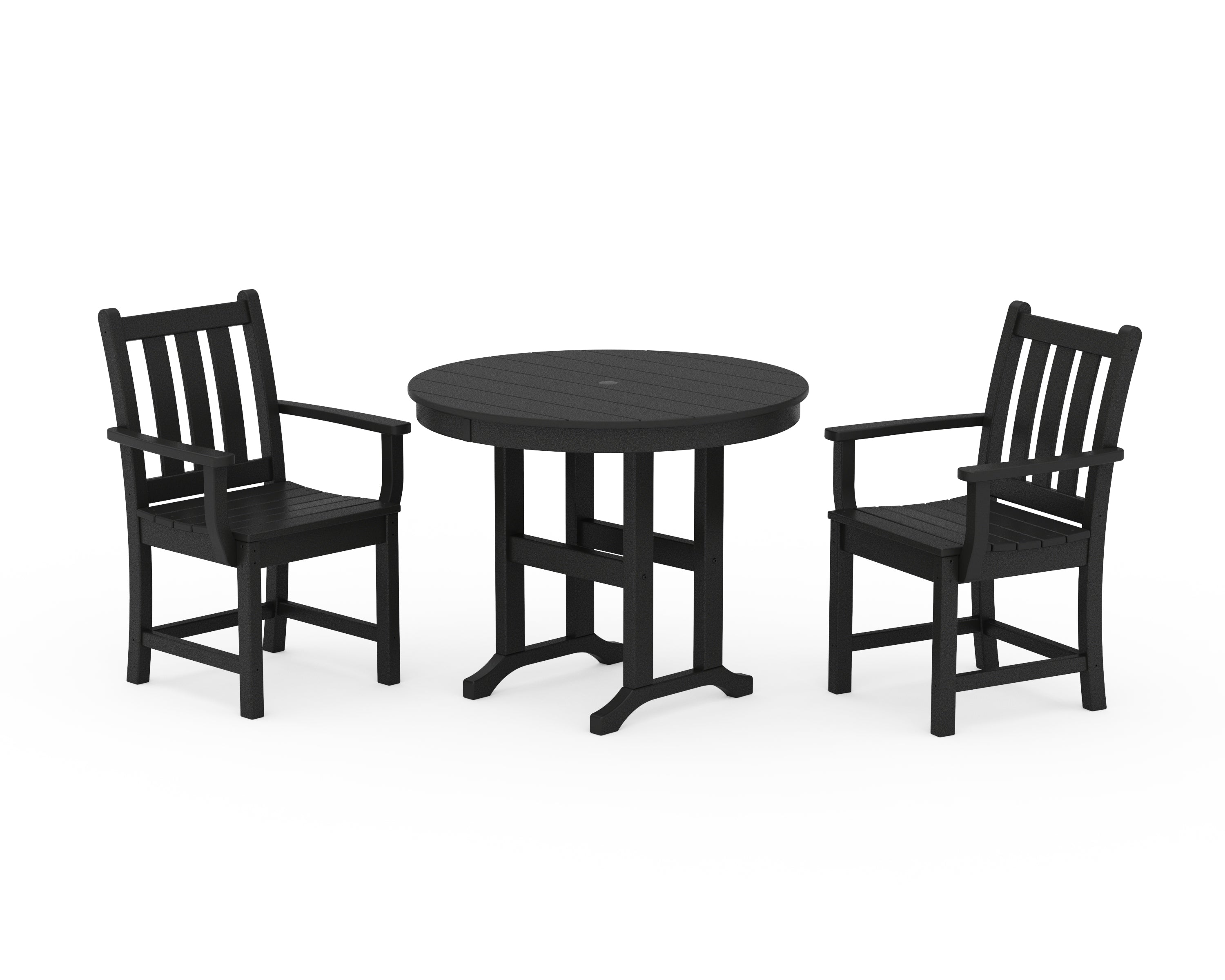 POLYWOOD Traditional Garden 3-Piece Round Dining Set in Black