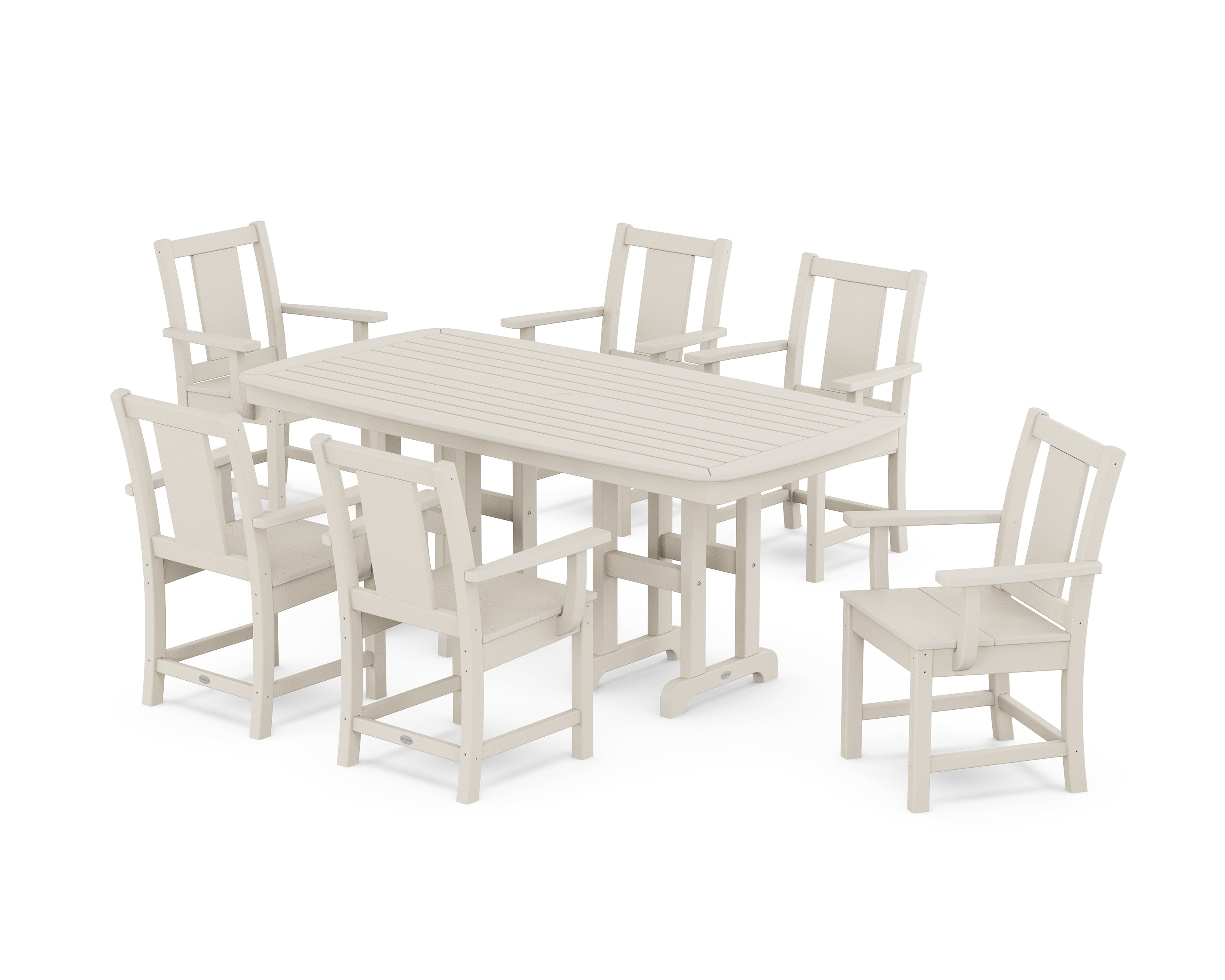 POLYWOOD Prairie Arm Chair 7-Piece Dining Set in Sand
