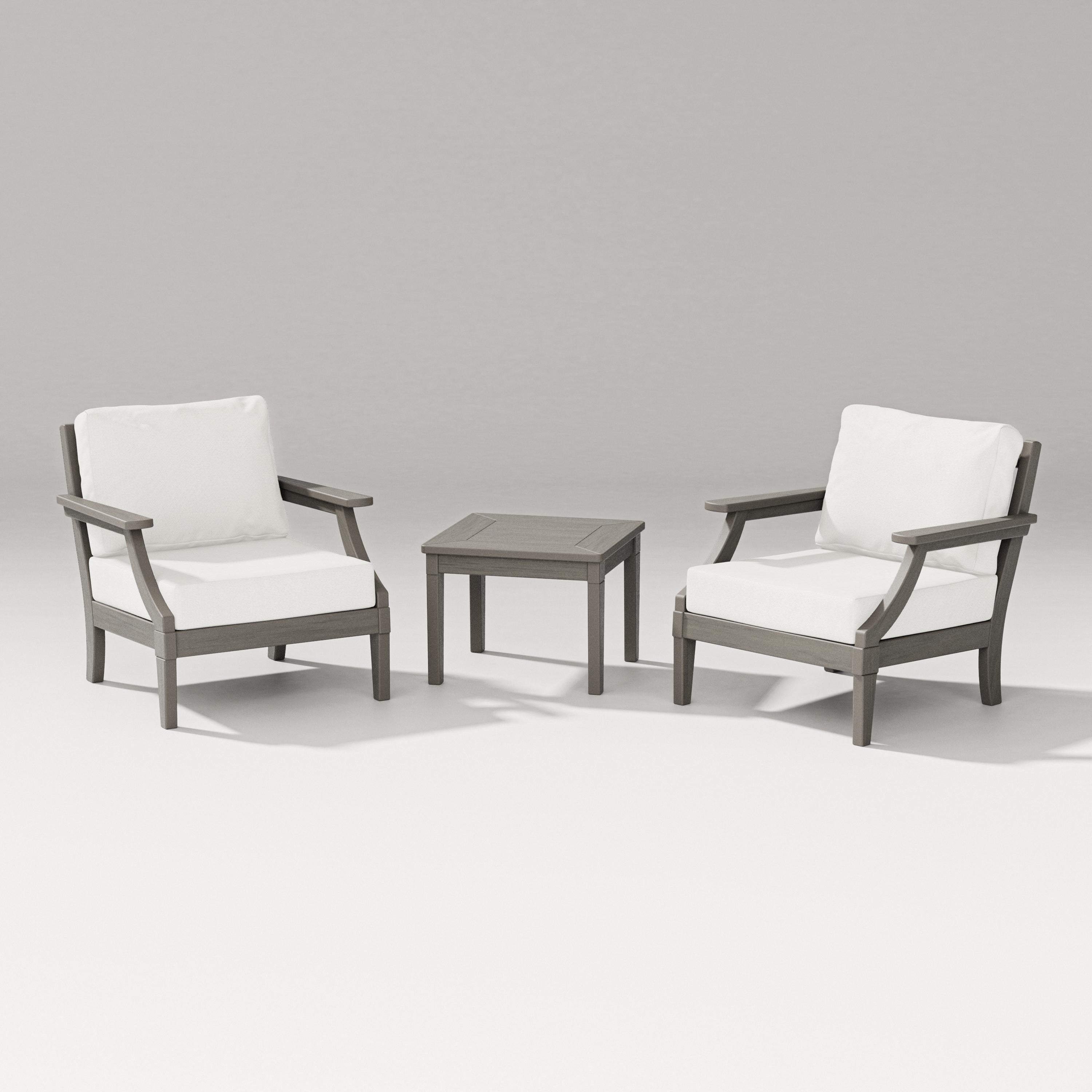 PW Designer Series Estate 3-Piece Lounge Chair Set in Driftwood / Natural Linen