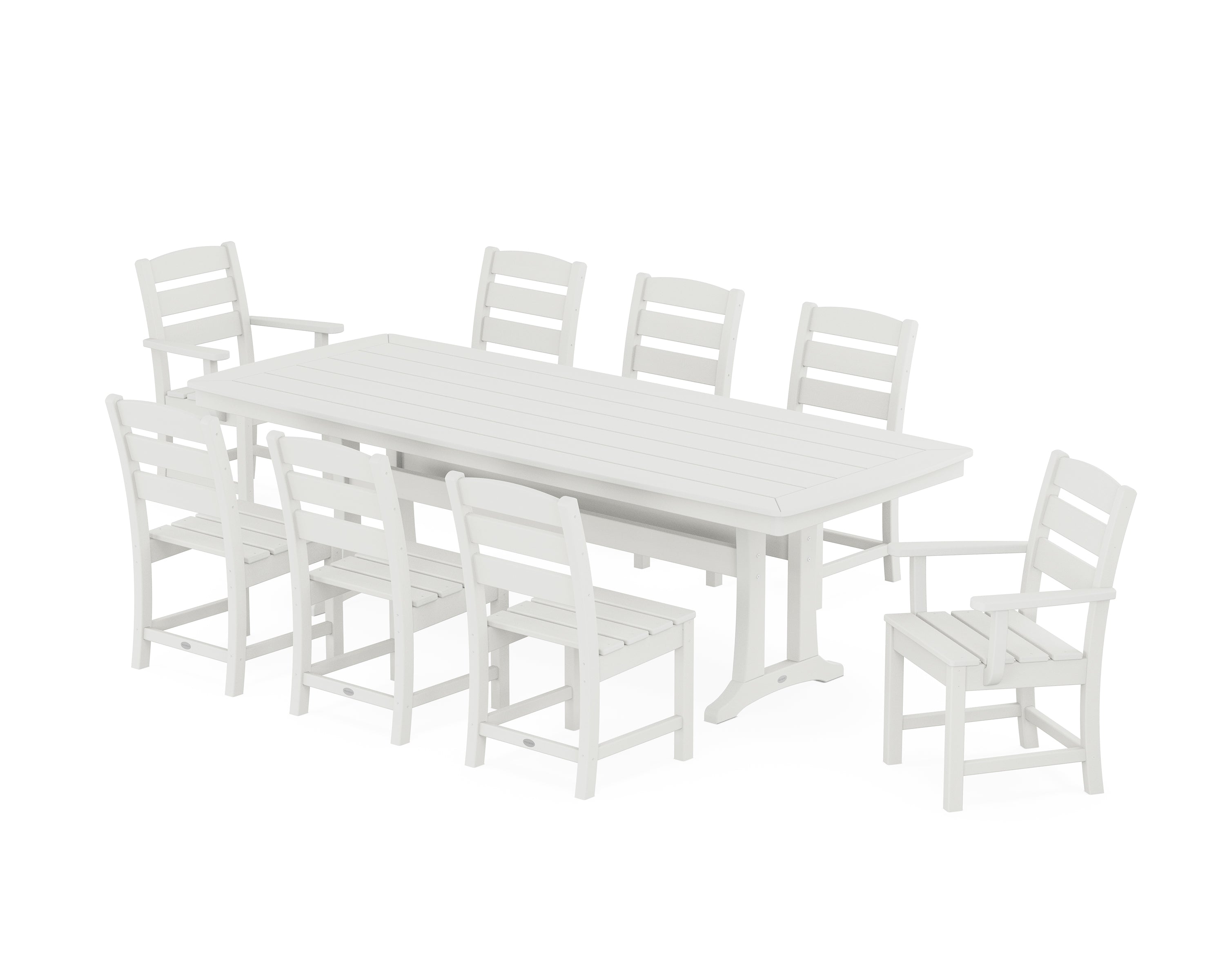 POLYWOOD Lakeside 9-Piece Dining Set with Trestle Legs in Vintage White