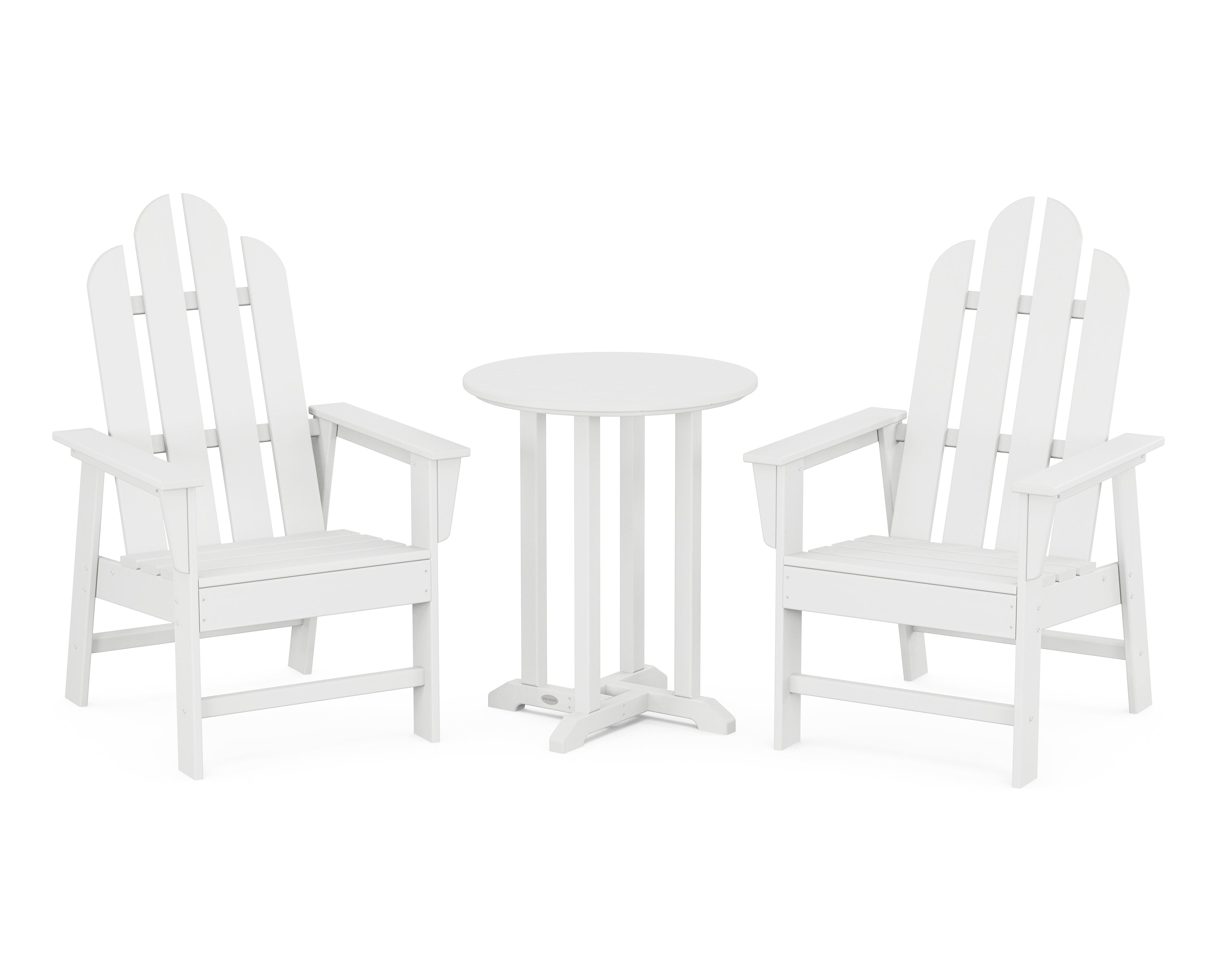 POLYWOOD Long Island 3-Piece Round Bistro Dining Set in White
