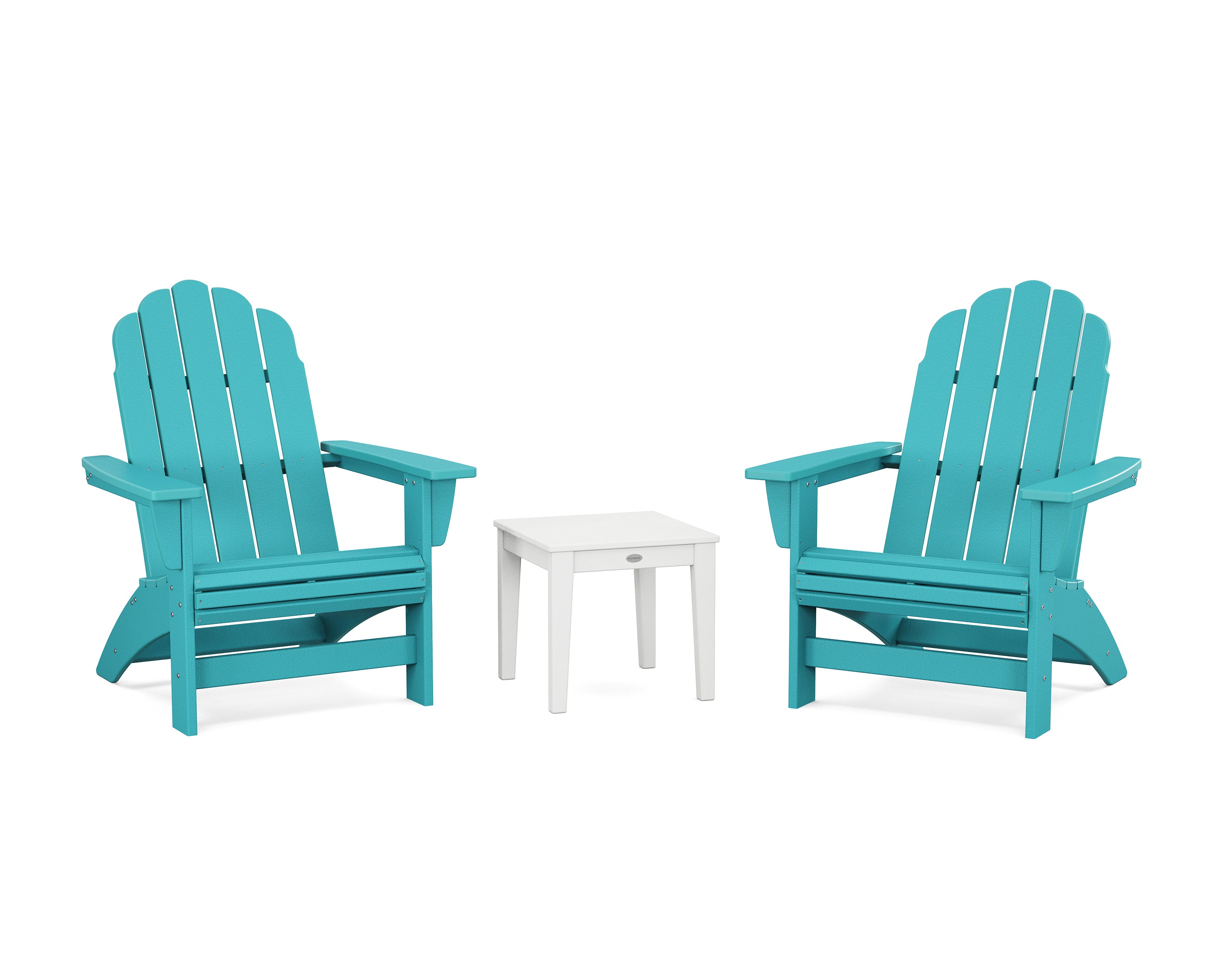 POLYWOOD 3-Piece Vineyard Grand Adirondack Set in Aruba / White