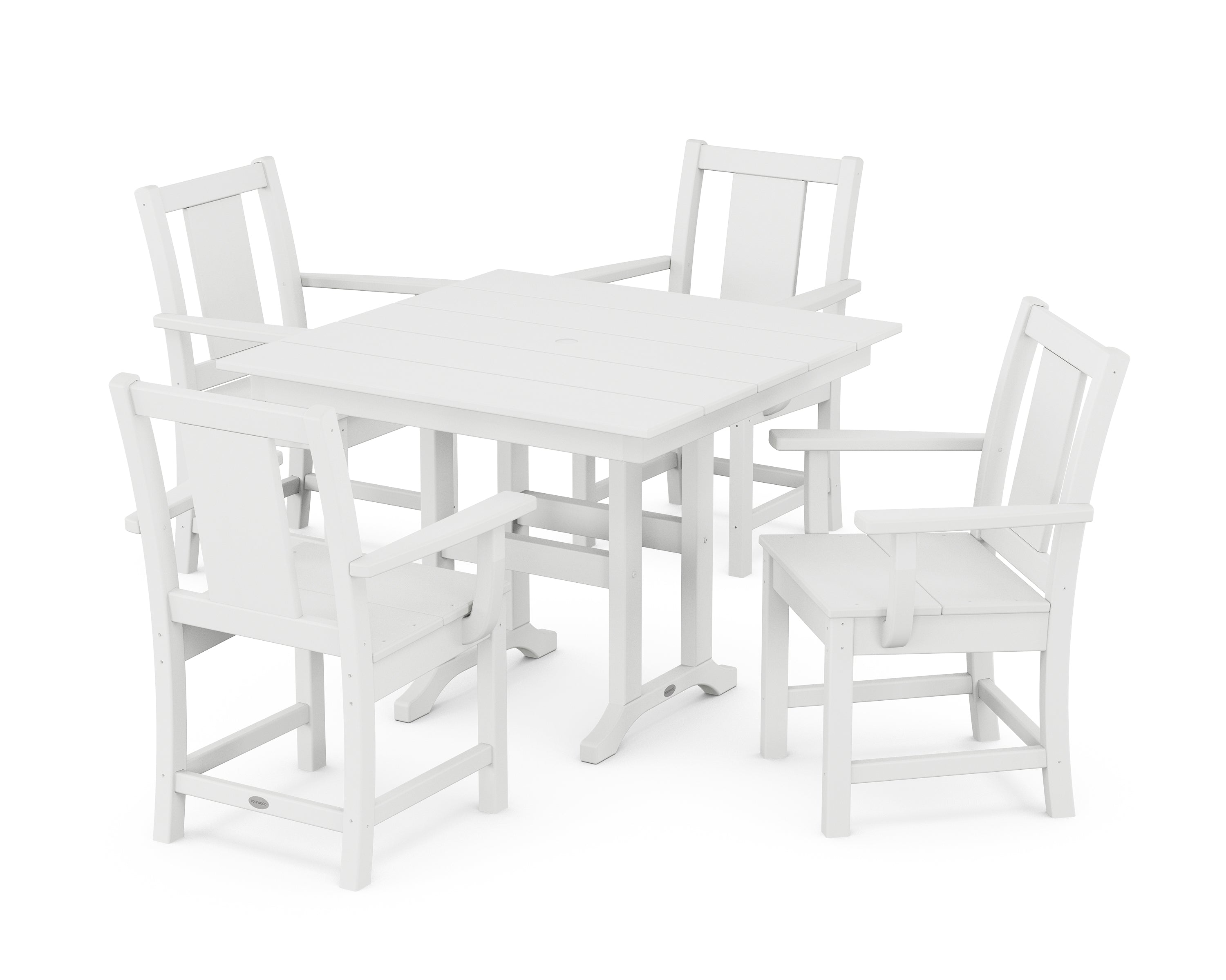 POLYWOOD Prairie 5-Piece Farmhouse Dining Set in White