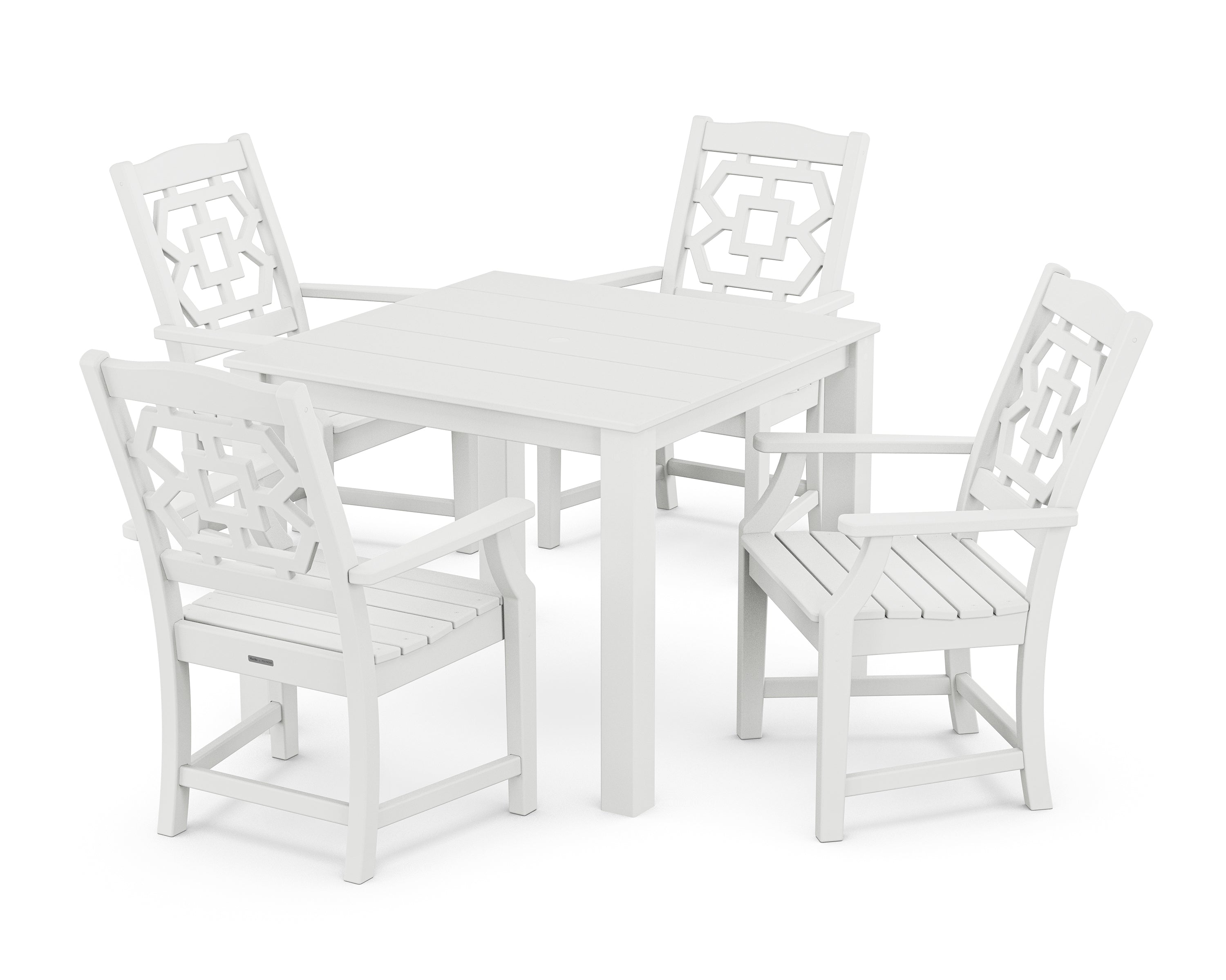 Martha Stewart by POLYWOOD Chinoiserie 5-Piece Parsons Dining Set in White