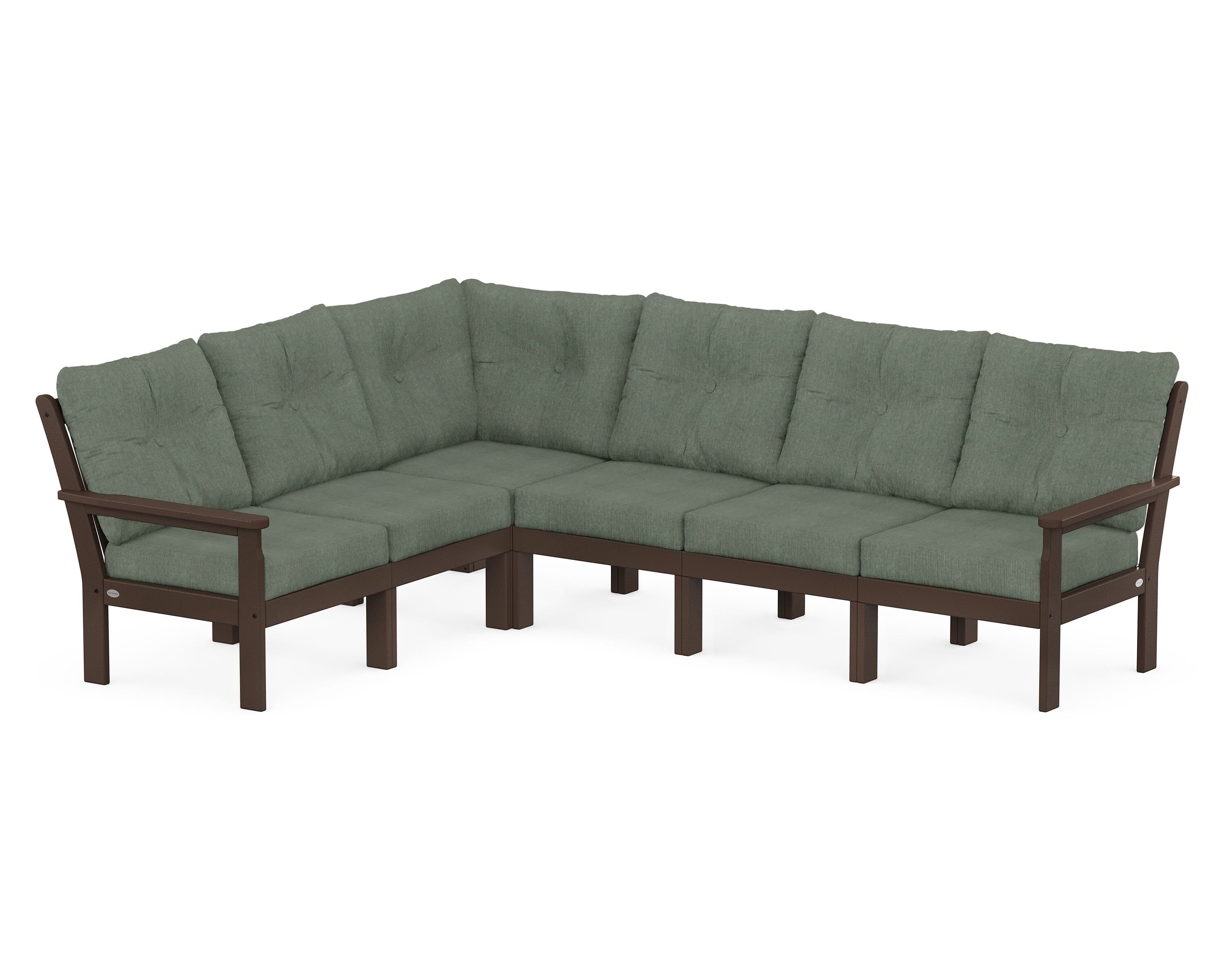 POLYWOOD Vineyard 6-Piece Sectional in Mahogany / Cast Sage