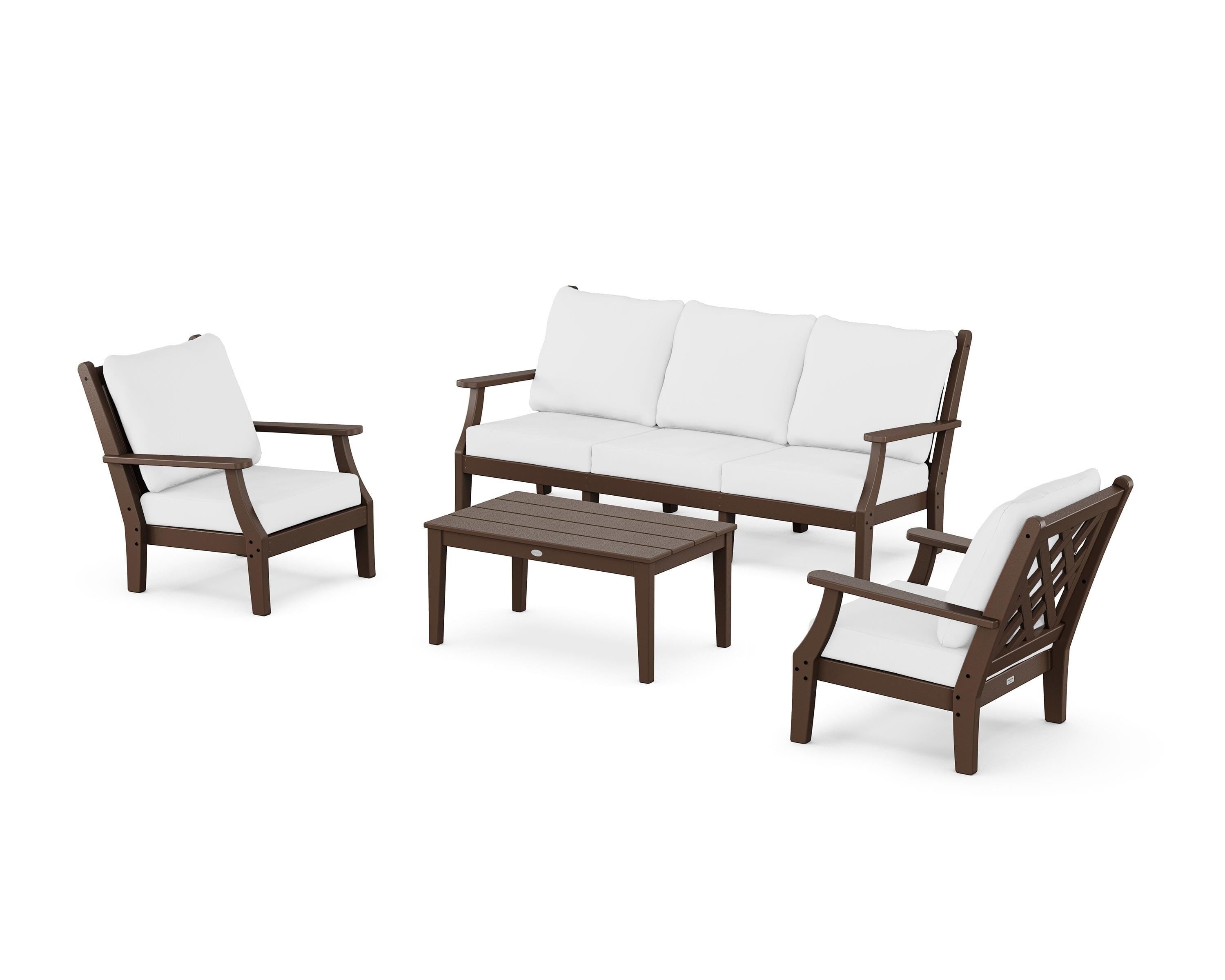 Country Living Wovendale 4-Piece Deep Seating Set with Sofa in Mahogany / Natural