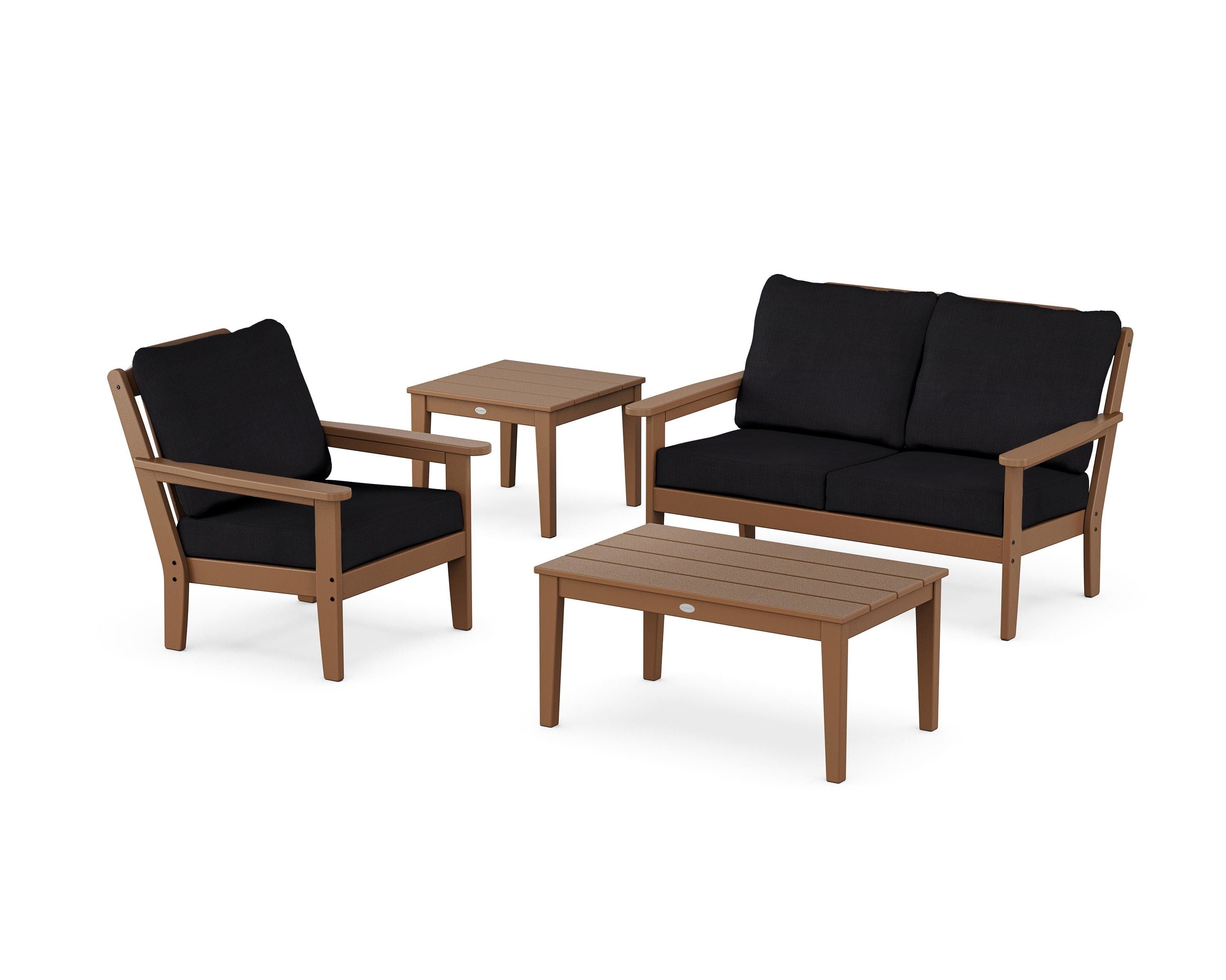 Country Living Wovendale 4-Piece Deep Seating Set in Teak / Midnight Linen