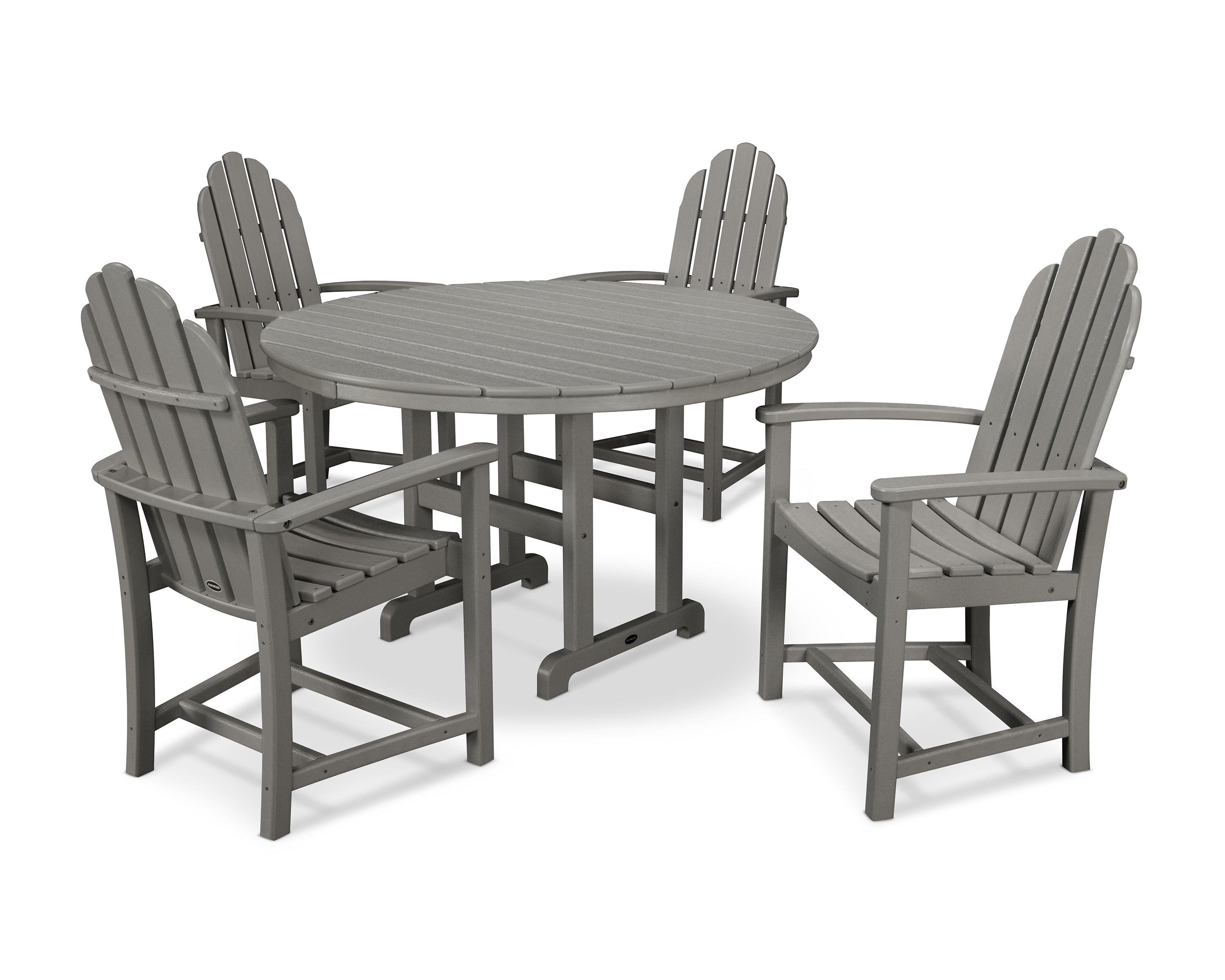 POLYWOOD® Classic Adirondack 5-Piece Round Farmhouse Dining Set in Slate Grey