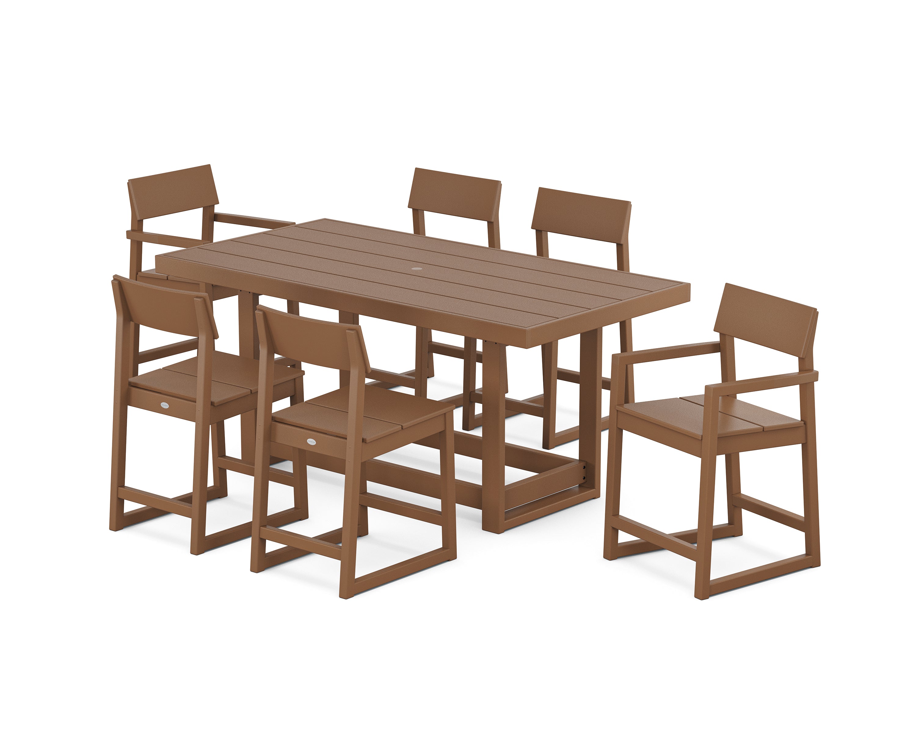 POLYWOOD EDGE 7-Piece Counter Table Set in Teak