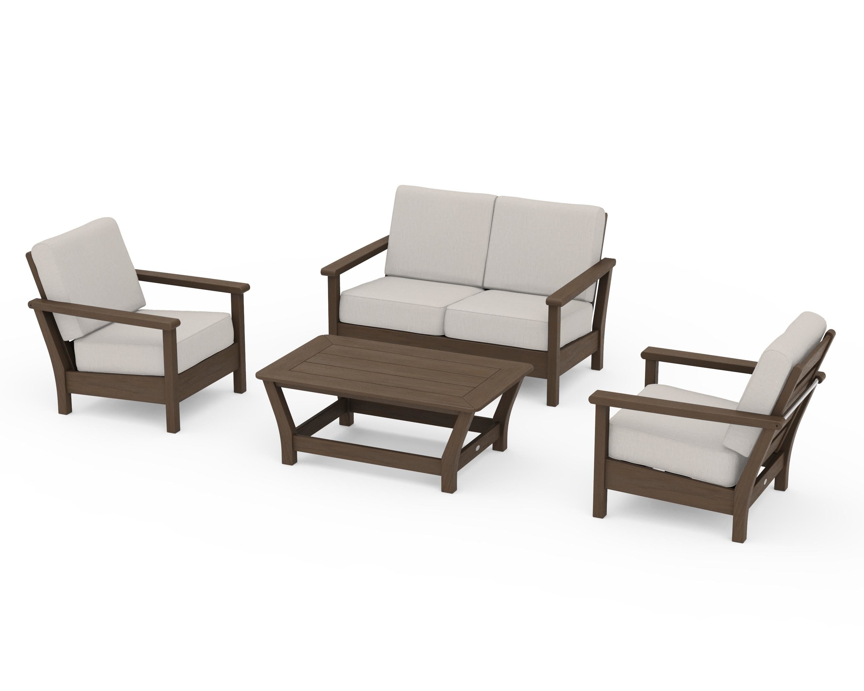 POLYWOOD Harbour 4-Piece Deep Seating Set in Kona / Cast Ash