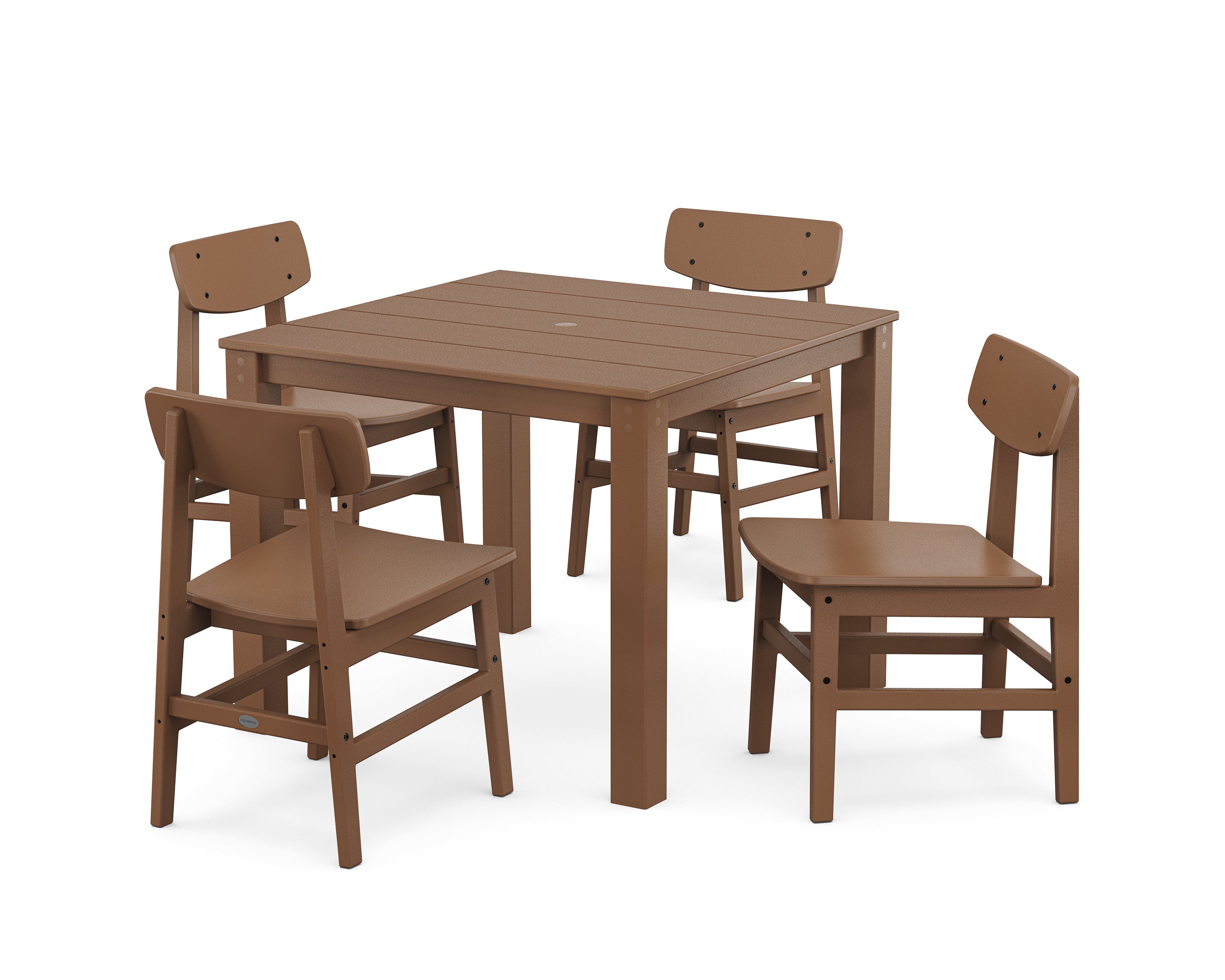 POLYWOOD Modern Studio Urban Chair 5-Piece Parsons Dining Set in Teak